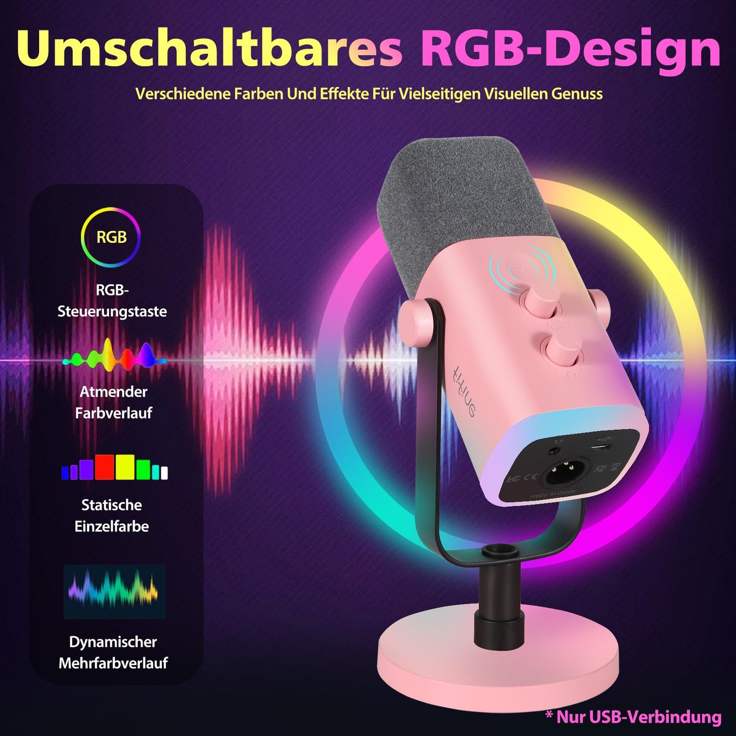 FIFINE XLR Streaming Microphone for Podcast Studio, USB Dynamic Microphone Gaming PC with Mute Button, for PS4/5 Mac Mixer Sound Cards