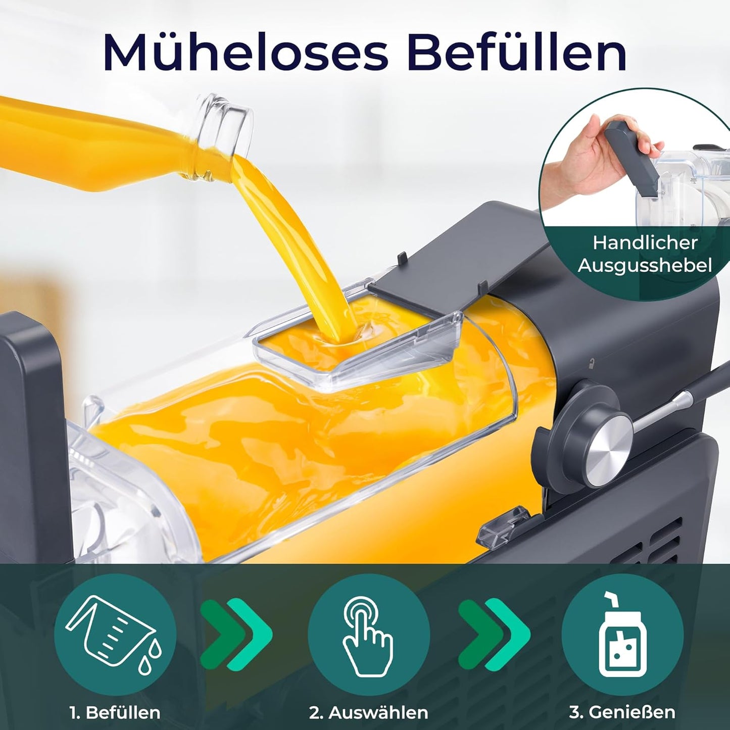 KLAMER Slush Maschine, mit 5 voreingestellten Programmen: Slushie, Cocktail, Milchshake, Frappé, Wein, Automatische Reinigung, 2L Fassungsvolumen, Turbo Freeze, kein Eis erforderlich