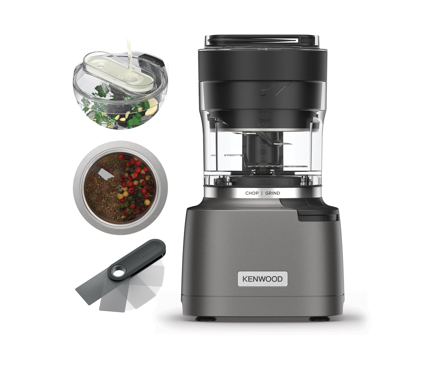Kenwood Easy Chop CHP61.100WH Zerkleinerer, elektrischer Mini Universalzerkleinerer mit 2 Geschwindigkeitsstufen, 0,5 l Arbeitsbehälter, 500 Watt, Weiß