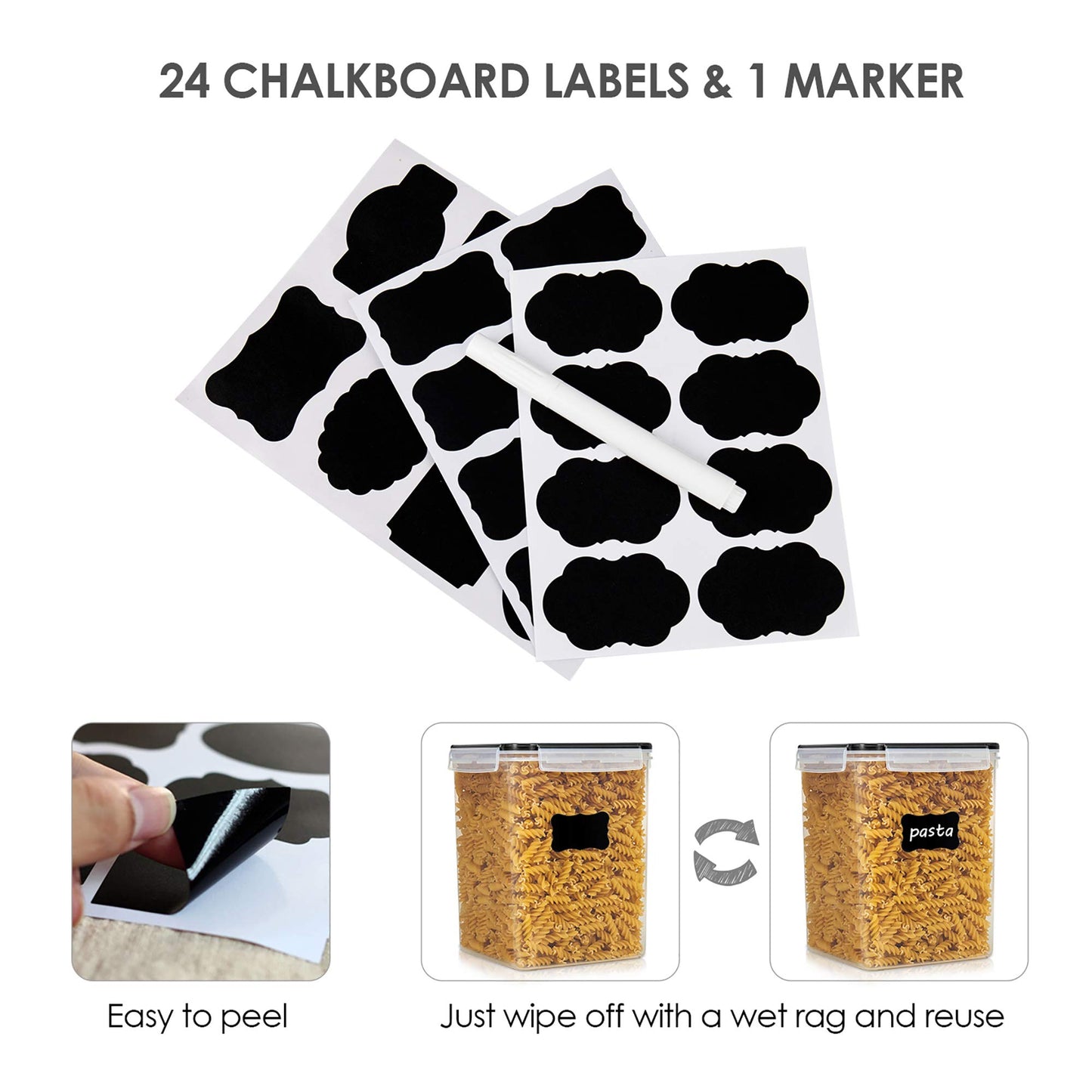 Vtopmart 5.2L Groß Vorratsdosen mit Deckel Luftdicht, 4 Stück Plastik Aufbewahrungsbox Küche Organizer BPA Frei, Aufbewahrung Vorratsbehälter für Zucker und Mehl mit Etiketten und Messbechern