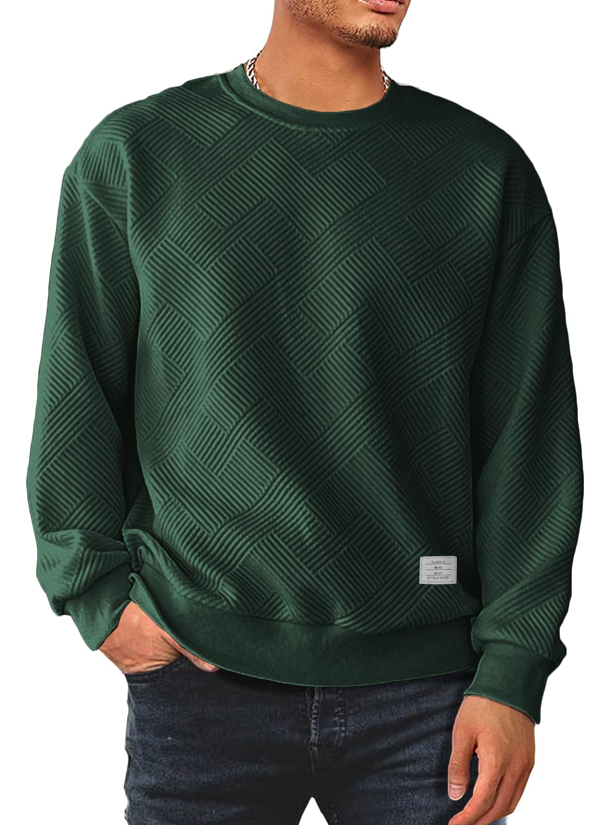 Men’s Crew Neck Colorblock Sweatshirt – Casual Raglan Pullover