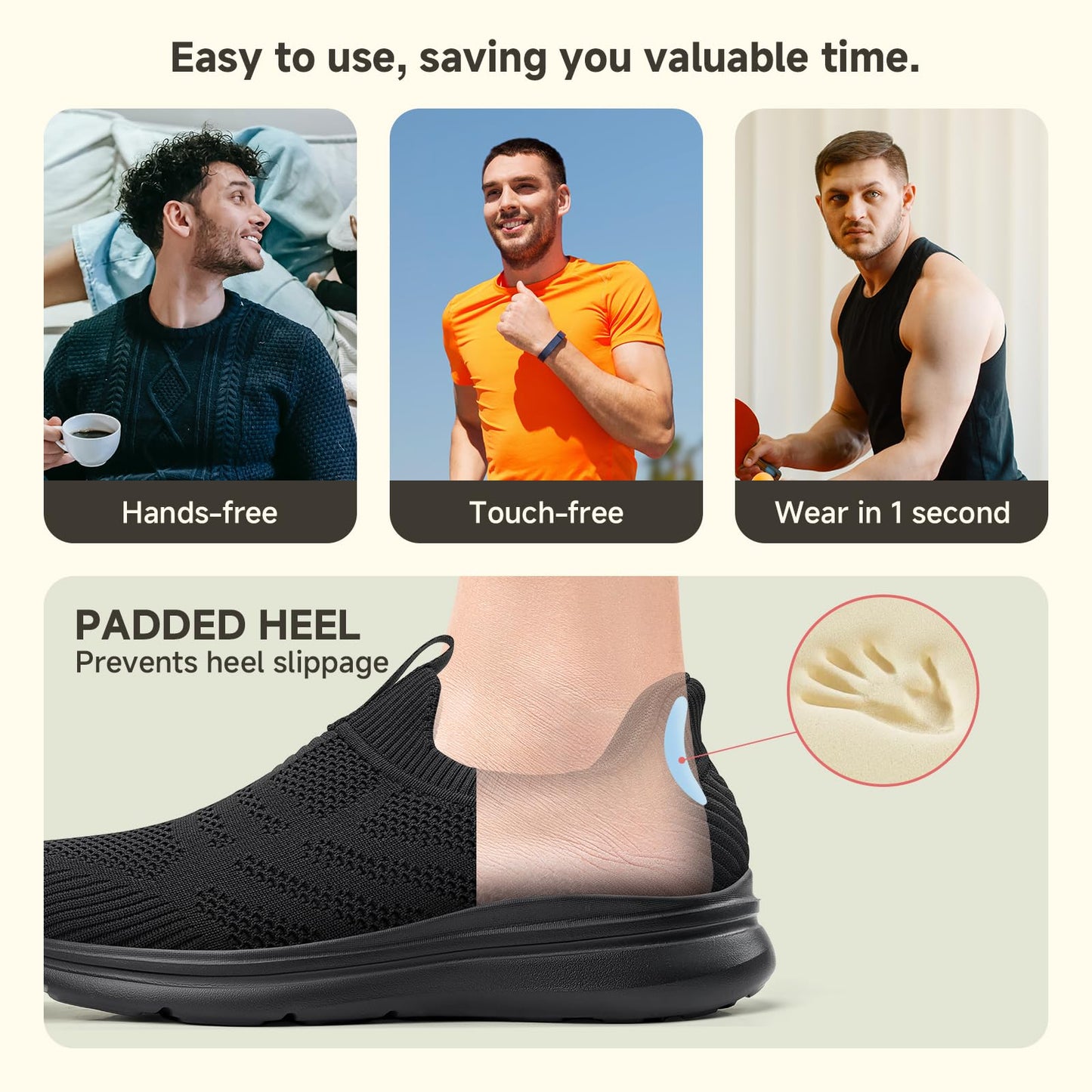 ODCKOI Men’s Slip-On Sneakers – Hands-Free, Lightweight & Training Shoes