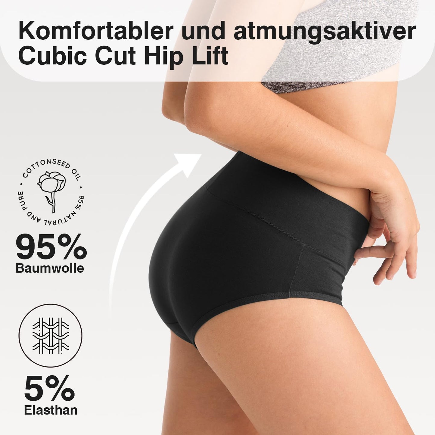 Women's High Waist Cotton Briefs Underwear 6-Pack