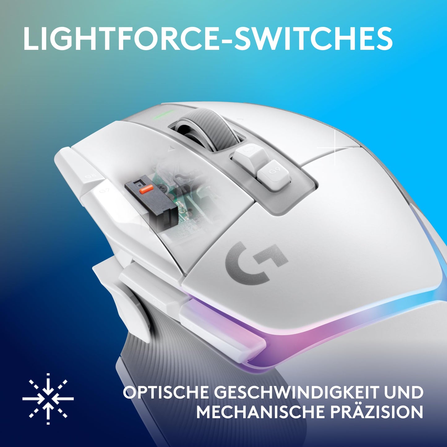 Logitech G502 X Kabelgebundene Gaming-Maus - LIGHTFORCE Hybrid optisch-mechanische Primärschalter, HERO 25K Gaming-Sensor, Kompatibel PC - macOS/Windows - Weiß