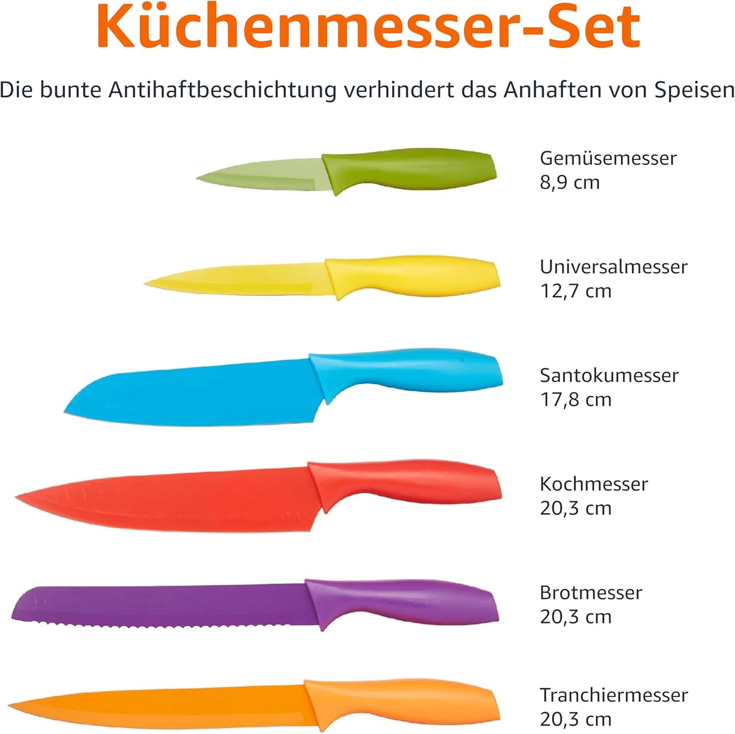 Basics Messer-Set, bunt, 12-teilig