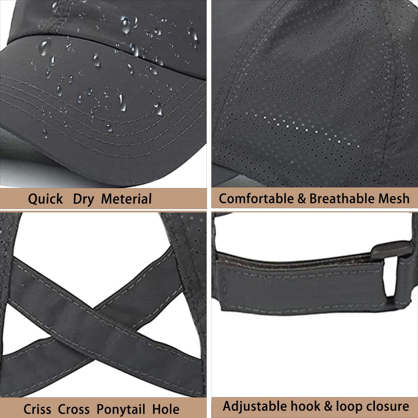 Womens Ponytail Hat Baseball Cap, Adjustable Criss Cross Baseball Cap High Bun Unisex Quick Drying Trucker Hats