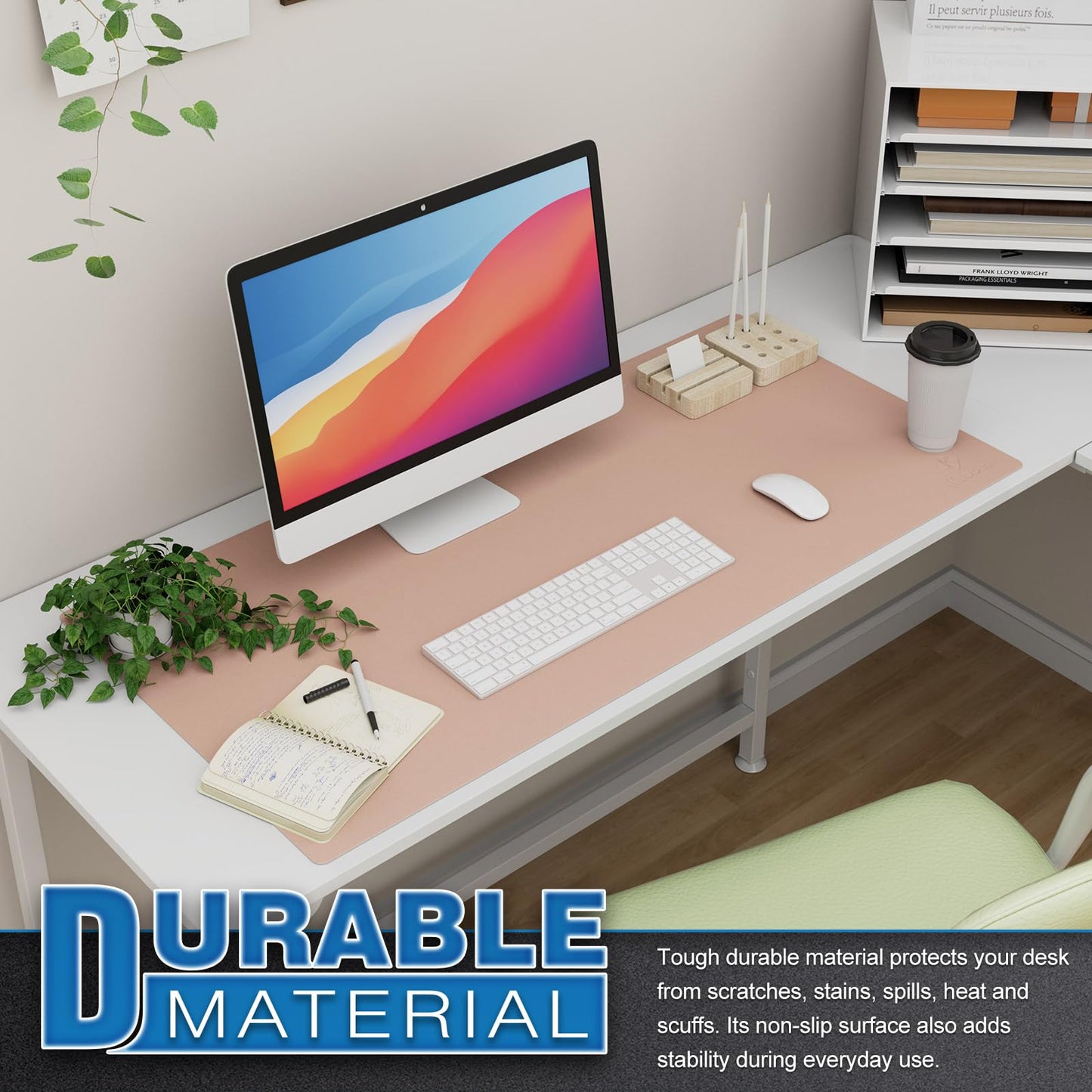 K KNODEL Tischunterlage, Schreibtischunterlage, 80 x 40cm PVC Tischunterlage, Laptop Tischunterlage, wasserdichte Schreibunterlage für Büro- oder Heimbereich, doppelseitig (Schwarz/Schwarz)
