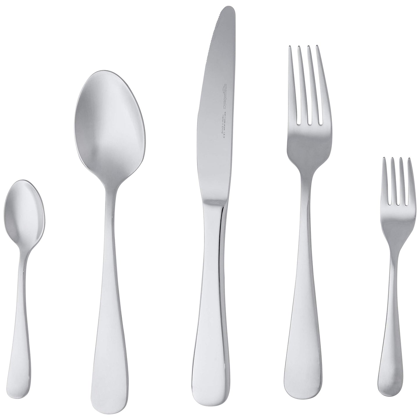 Essbesteck-Set mit Eckiger Rand, Edelstahl, 20 Stück Set, für 4 Personen, Silberfarben