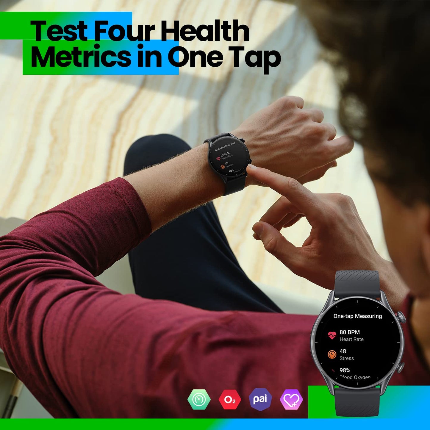 Amazfit Smartwatch GTR 3 46mm mit Gesundheitsüberwachung, SpO2, Zyklusüberwachung, GPS Sportuhr mit 150+ Sportmodi, 21 Tage Akku, Alexa für Herren Damen, Schwarz, Einheitsgröße