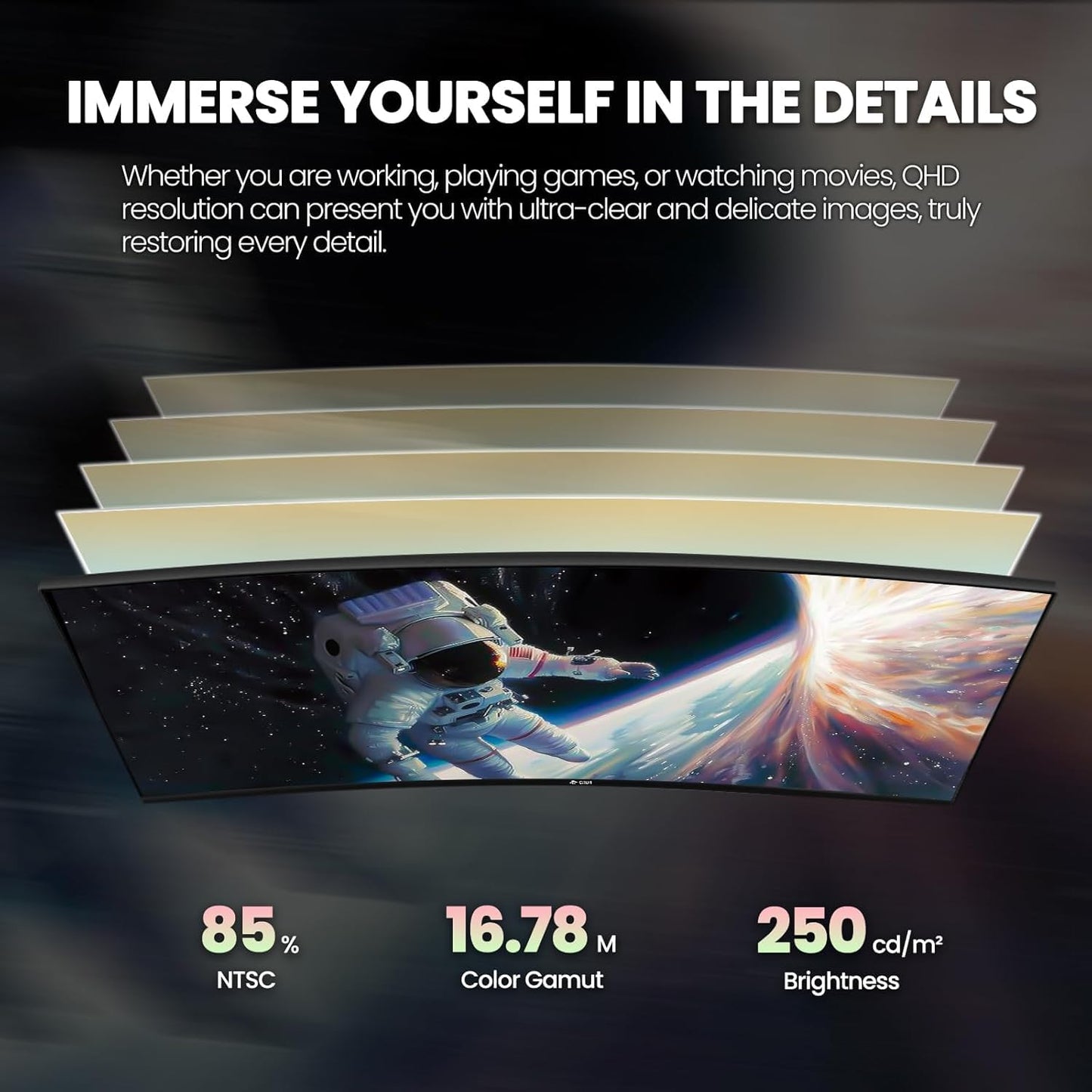 CRUA 27 Inch 200Hz Curved Gaming Monitor, FHD 1080P 1800R PC Monitor, 1ms GTG with FreeSync, Low Motion Blur, Eye Protection, VESA, DisplayPort, HDMI, Black