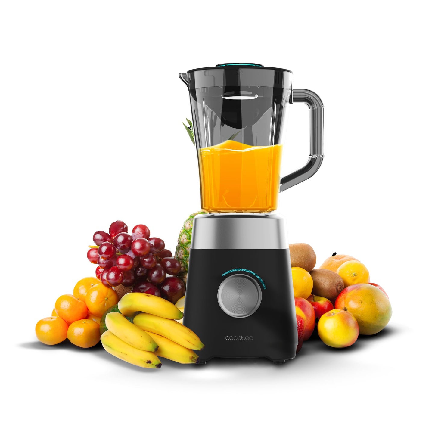 Cecotec Standmixer Power Black Titanium 1800MAX Blend It, 1800 W maximale Leistung, 5 Geschwindigkeiten, 6 Klingen aus Edelstahl, Ice-Crush-Funktion, Turbo- und Smoothie-Funktion, AutoClean-Funktion