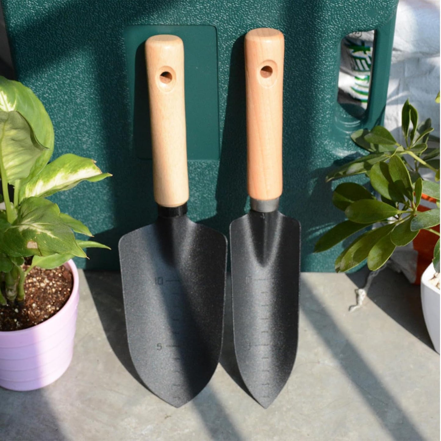 2 Stück Edelstahl Blumenkelle Garden Gartenschaufel Kinder Metall Garten Schaufel Haushalt Graben Rasenkelle Schaufel Handwerkzeug, Mini Garten Schaufeln, Schwarz