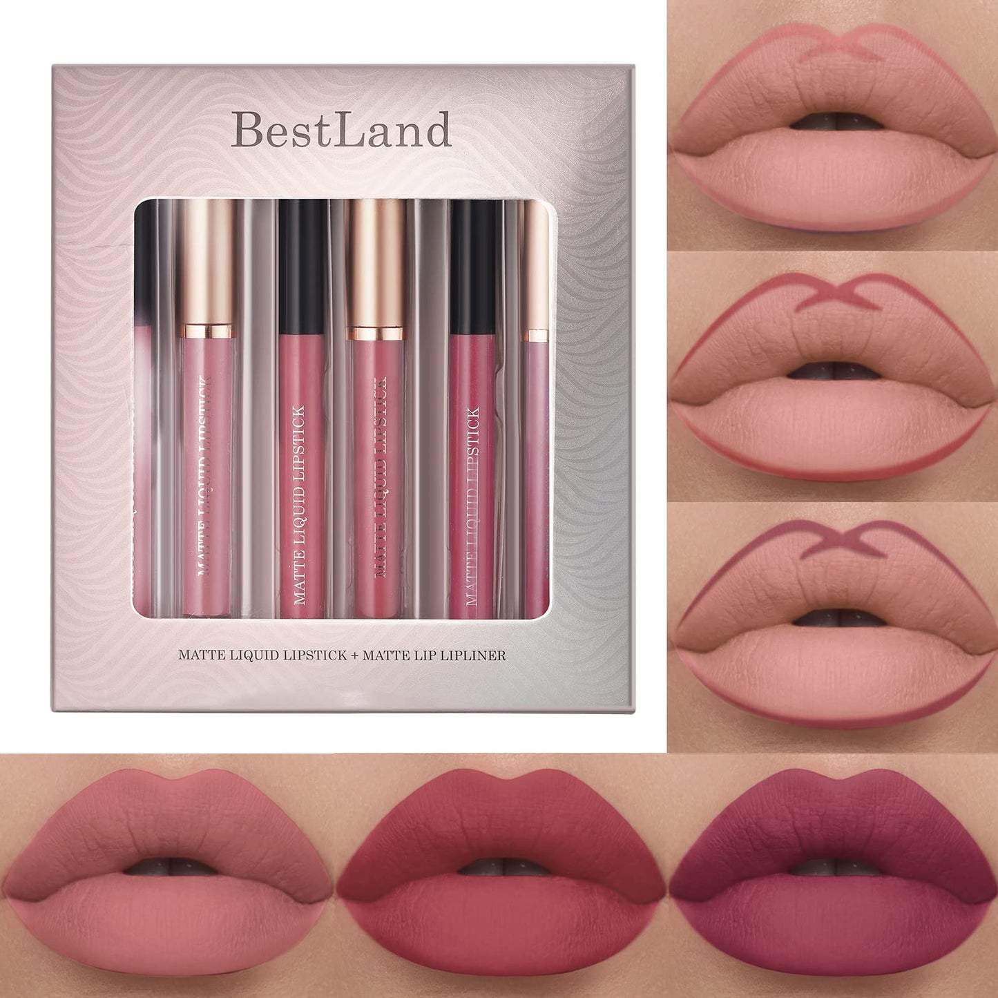 6-Piece Matte Lipstick Lip Liner Set – Long-Lasting Waterproof Non-Fading