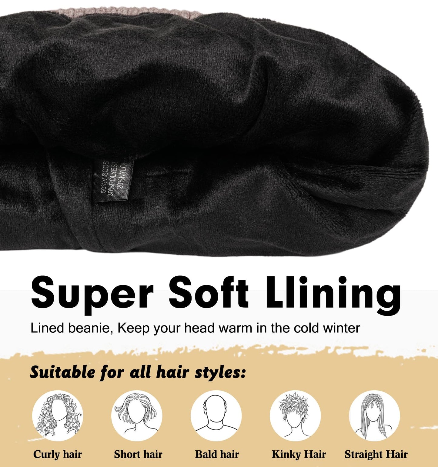 Wmcaps Beanie Mütze, Herren Winter Warme Unisex Wintermütze Strickmütze Dehnbare Weiche Wollmütze mit Bündchen und Dickem Warmem Futter Geschenk für Freundin männer Frauen