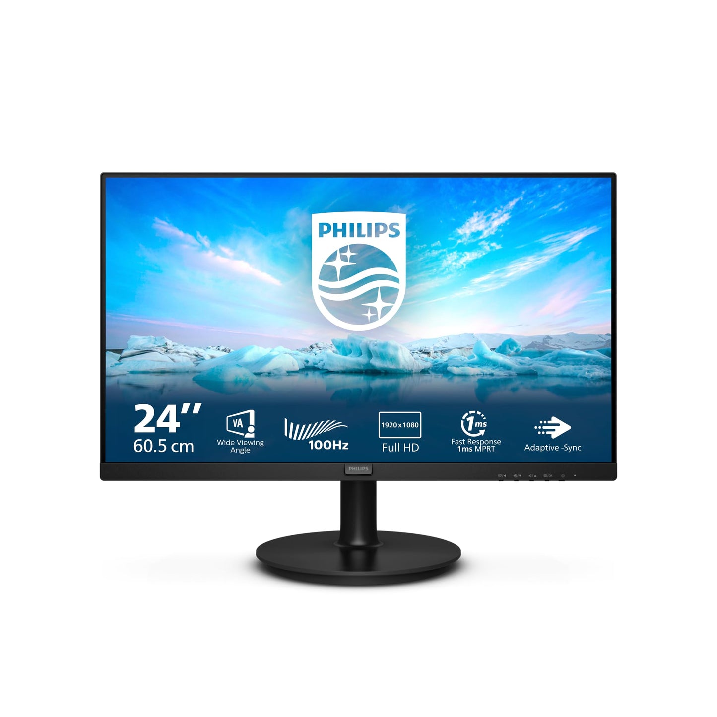 Philips 241V8L - 24 Inch FHD Monitor, AdaptiveSync (1920 x 1080, 75 Hz, VGA, HDMI) Black