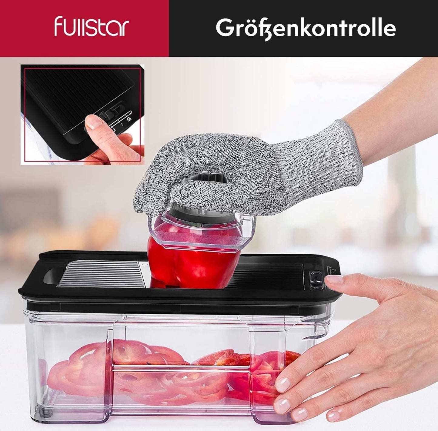 Gemüseschneider Mandoline Gemüsehobel - Gemüse Schneider Gurkenhobel Zwiebelschneider Kartoffelschneider Obstschneider - Reibe für Gemüse und Käse - Julienneschneider (6-in-1 Kompakt Weiß)