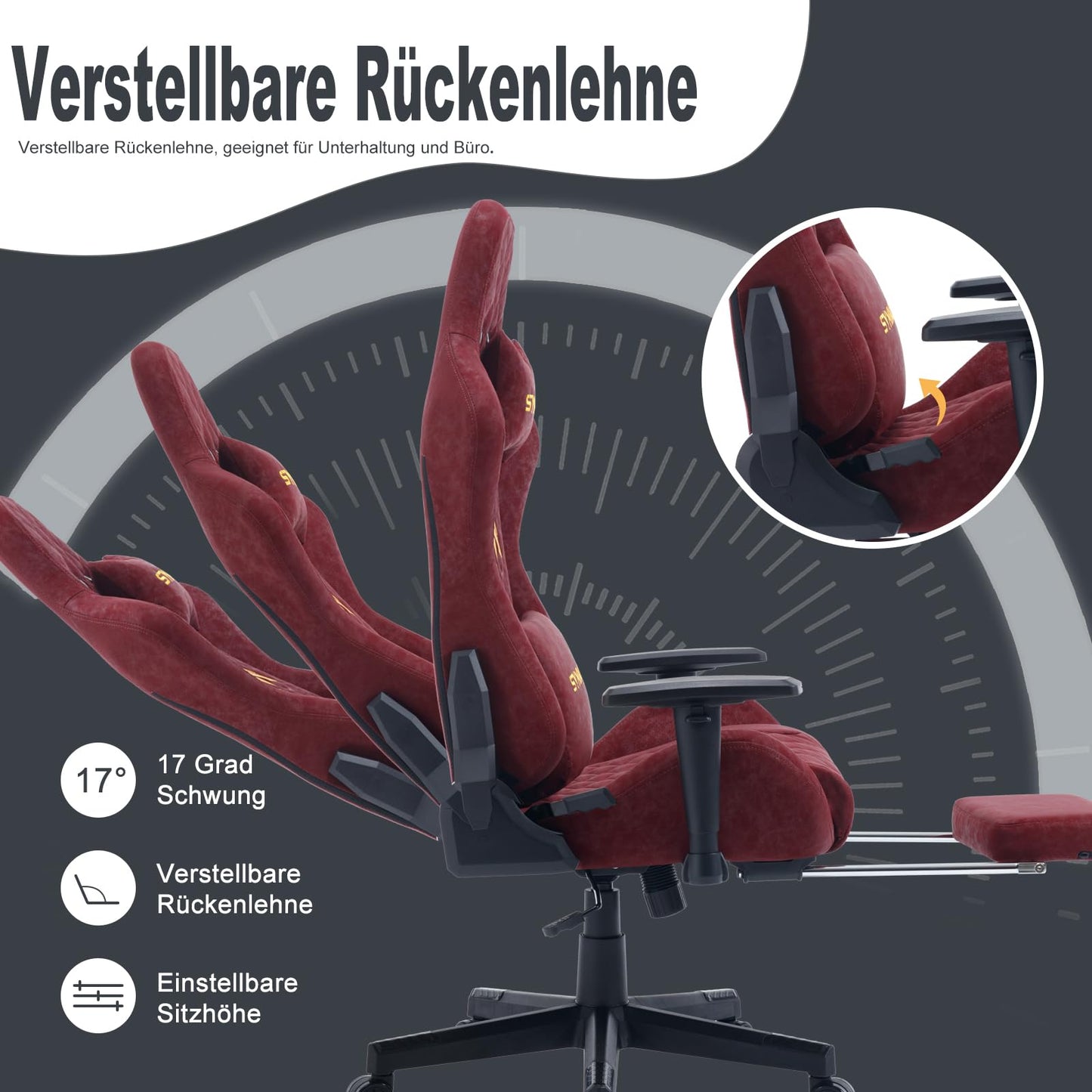 symino Gaming Stuhl, Ergonomischer Bürostuhl, Rennstuhl-Design PC Stuhl, Vintage-PU-Leder, Verstellbarer Drehbarer Task Stühle mit Fußstütze (Schwarz)