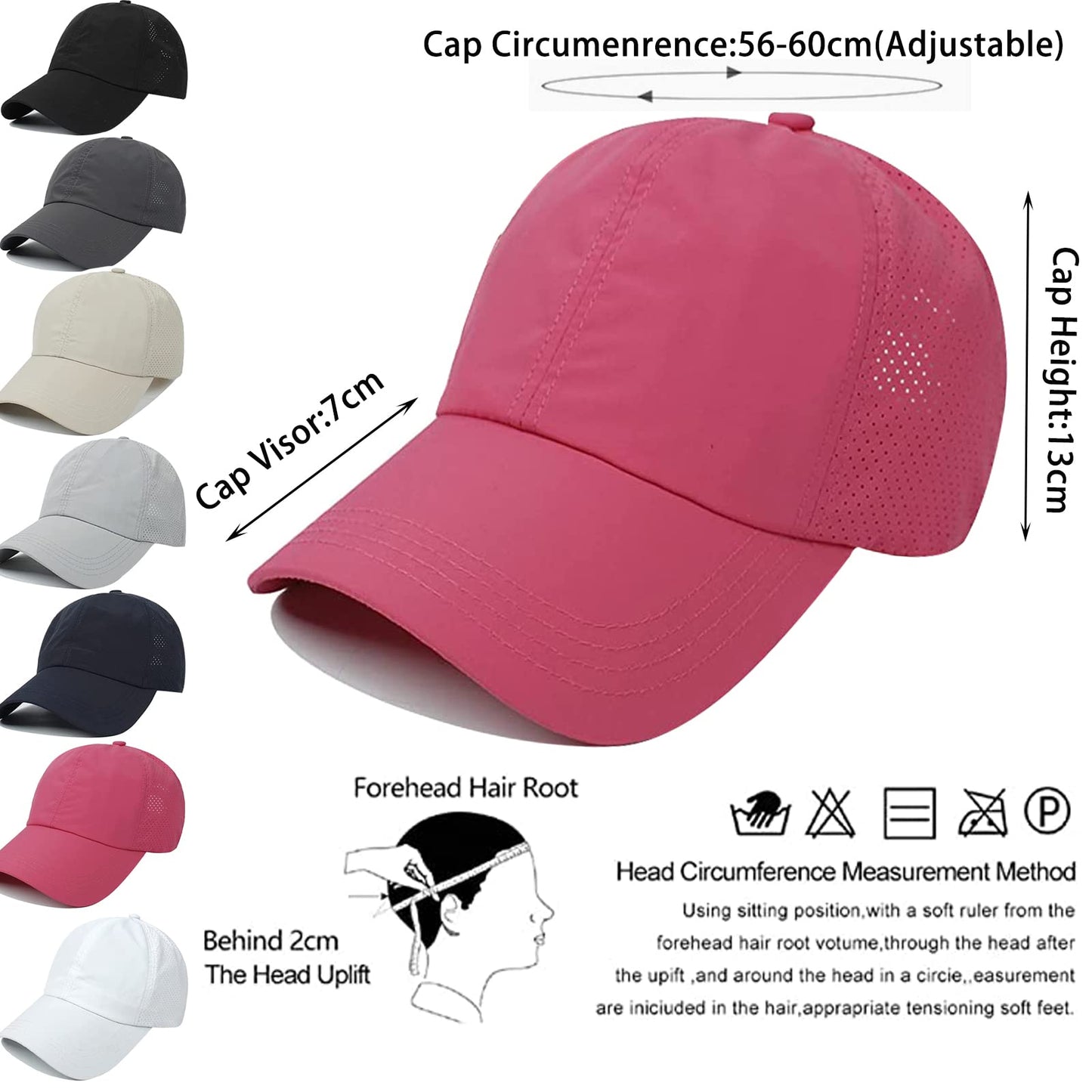 Womens Ponytail Hat Baseball Cap, Adjustable Criss Cross Baseball Cap High Bun Unisex Quick Drying Trucker Hats