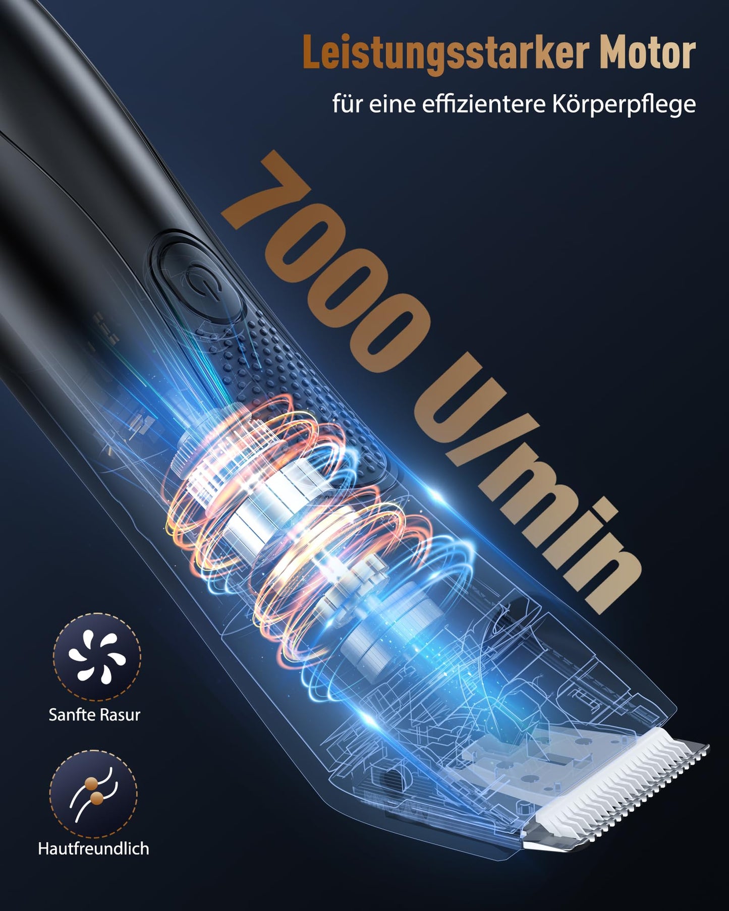Intimrasierer Mann, RAOYAN 2 in 1 Rasierer Herren Elektrisch mit Stehender Ladestation, IPX7 Wasserdicht, Einstellbar Barttrimmer Herren, Intim Rasierer Männer für Bart, Intimbereich