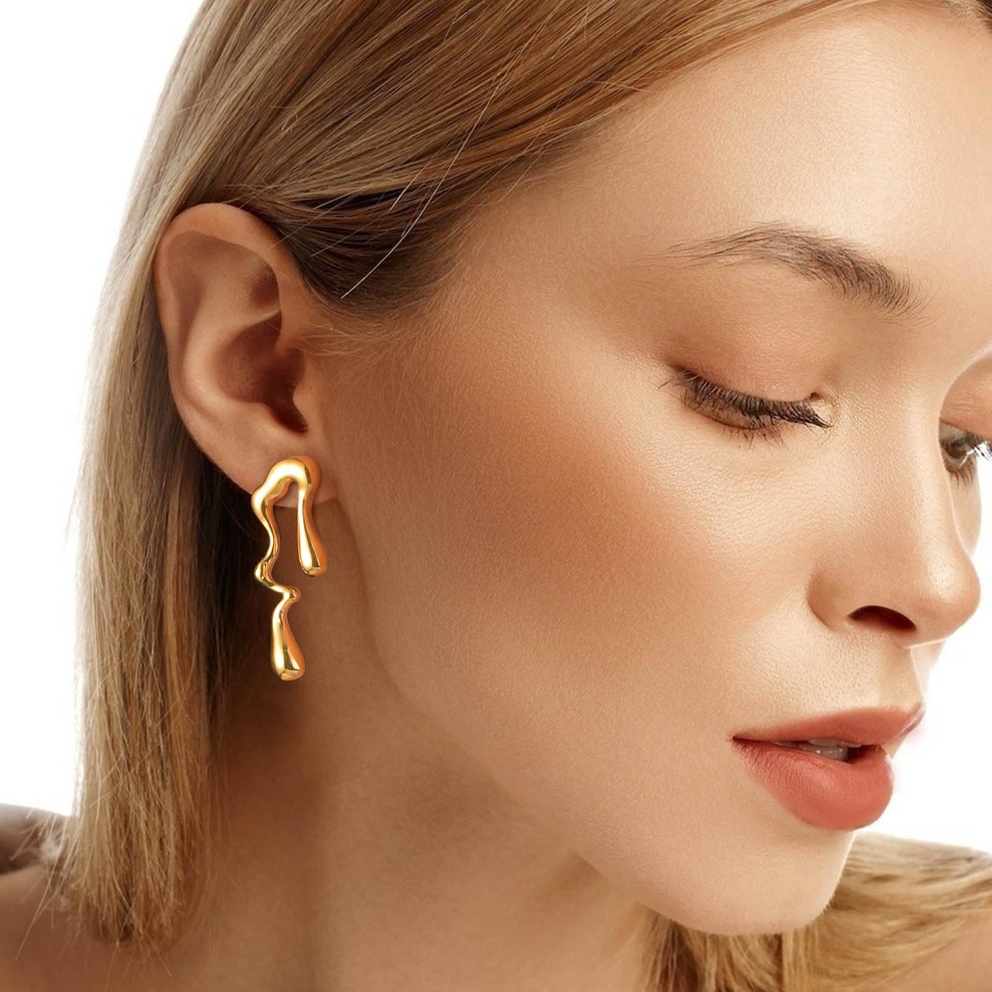 18K Gold Drop Earrings for Women