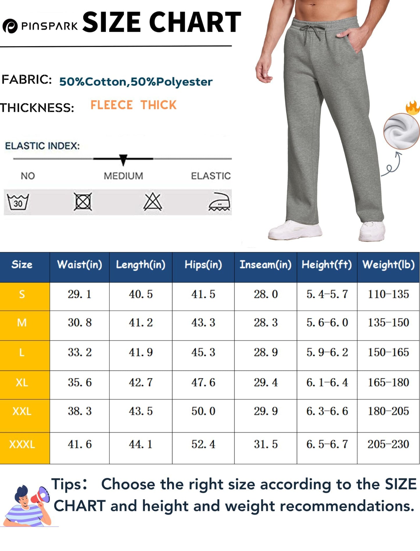 PINSPARK Men’s Winter Joggers – Fleece-Lined Sweatpants