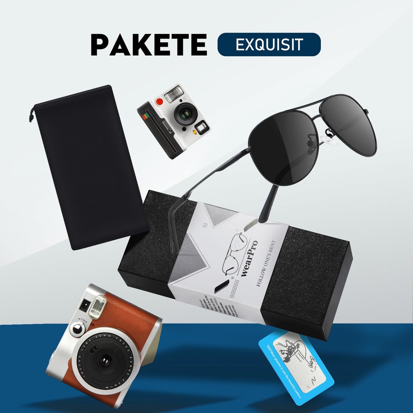 wearPro Sonnenbrille-Herren-Damen-Polarisiert Premium Metallrahmen Sonnenbrillen Unisex mit UV400 Schutz Vintage Schwarz Fahrerbrille