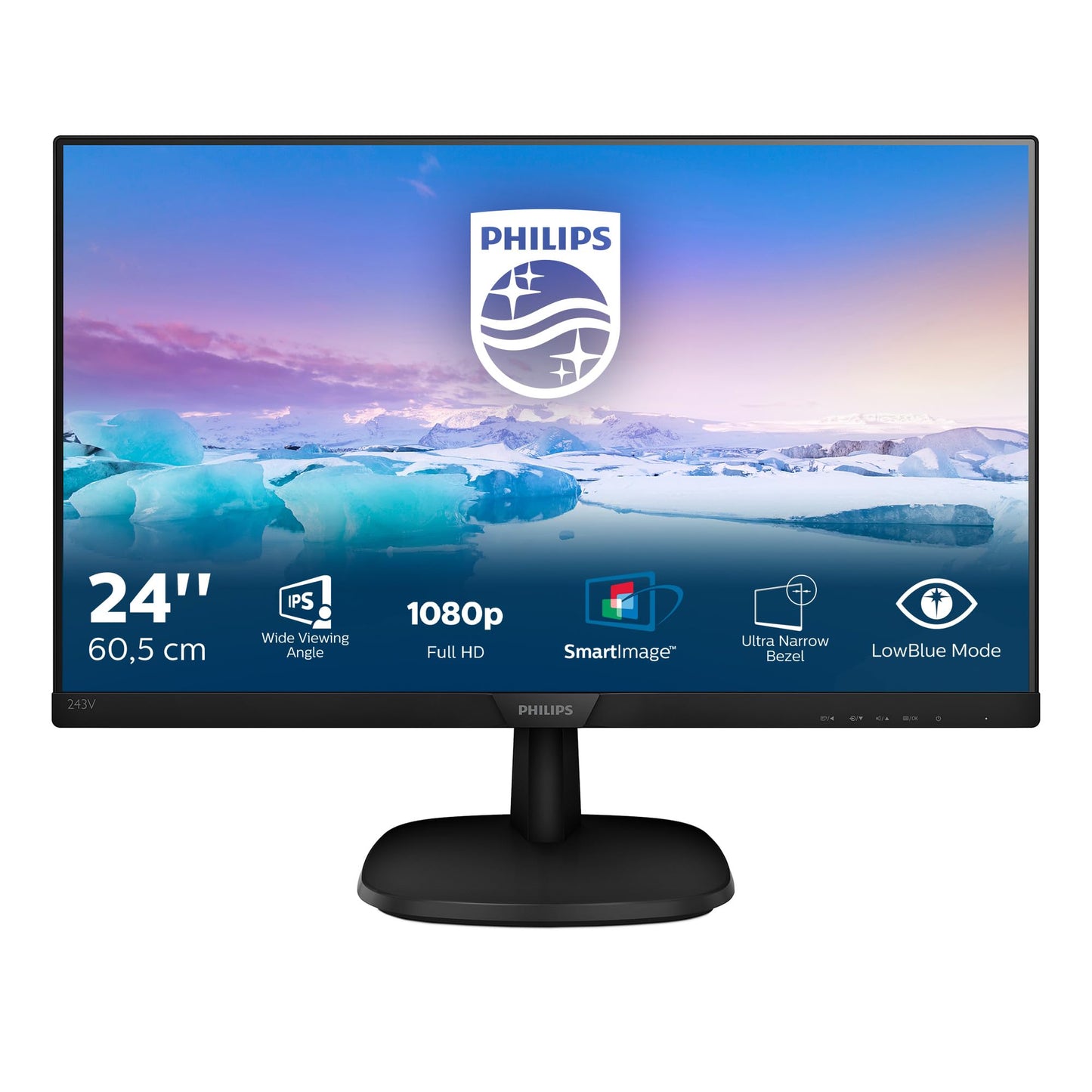 Philips 241V8L - 24 Inch FHD Monitor, AdaptiveSync (1920 x 1080, 75 Hz, VGA, HDMI) Black