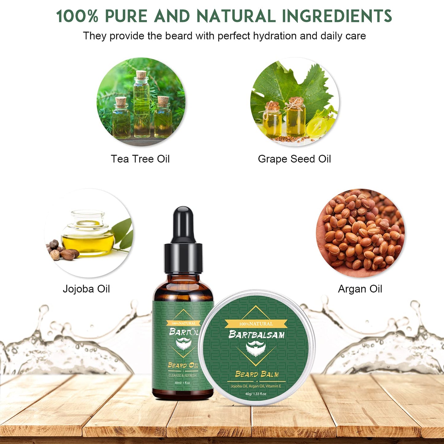 CUSMAY Bartpflege Set für Männer 9 Teilig,Geschenke Bart Set Herren mit Natürlich Bartshampoo,Bartöl,Bartbalsam,Bartkamm,Bartbürste,Bartschere, Männer Geschenkset für Vatertag Valentinstag Weih