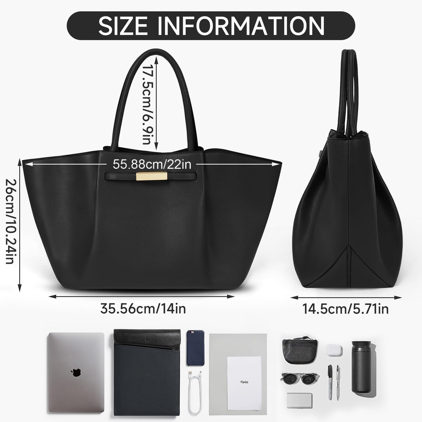 Large Faux Leather Tote Bag for Women