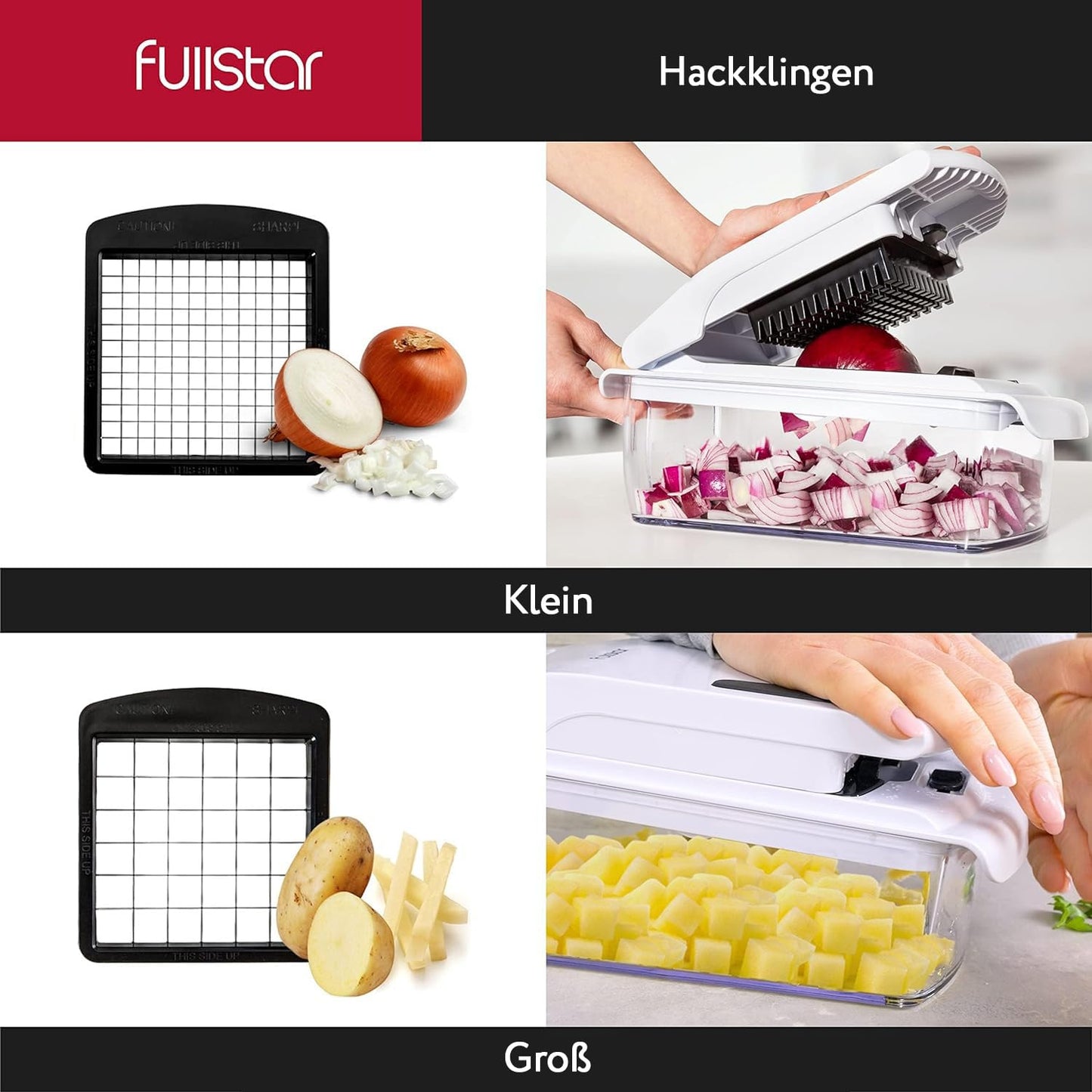 Gemüseschneider Spiralschneider Gemüsehobel - Gemüse Schneider Zwiebelschneider Kartoffelschneider Obstschneider - Vegetable Chopper Cutter Dicer (4-in-1 - Weiß)