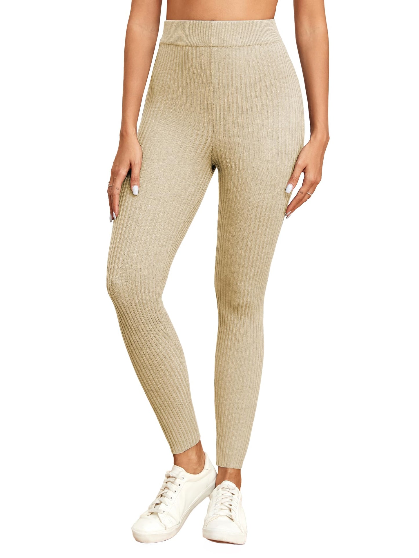 Famulily High-Waisted Ribbed Knit Leggings for Women