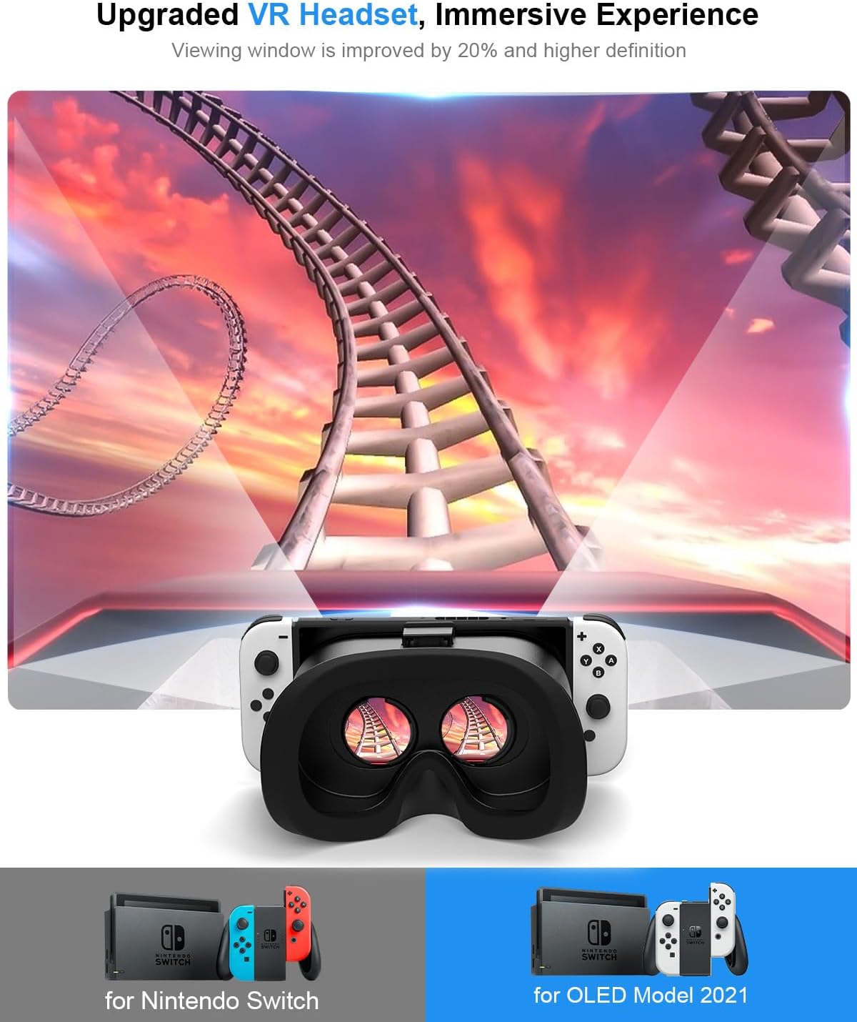 DEVASO VR Brille für Nintendo Switch/Switch OLED mit einstellbaren HD-Linsen, 3D VR (Virtual Reality) Headset Spiele Zubehör Set, Switch VR Labo Goggles Brille