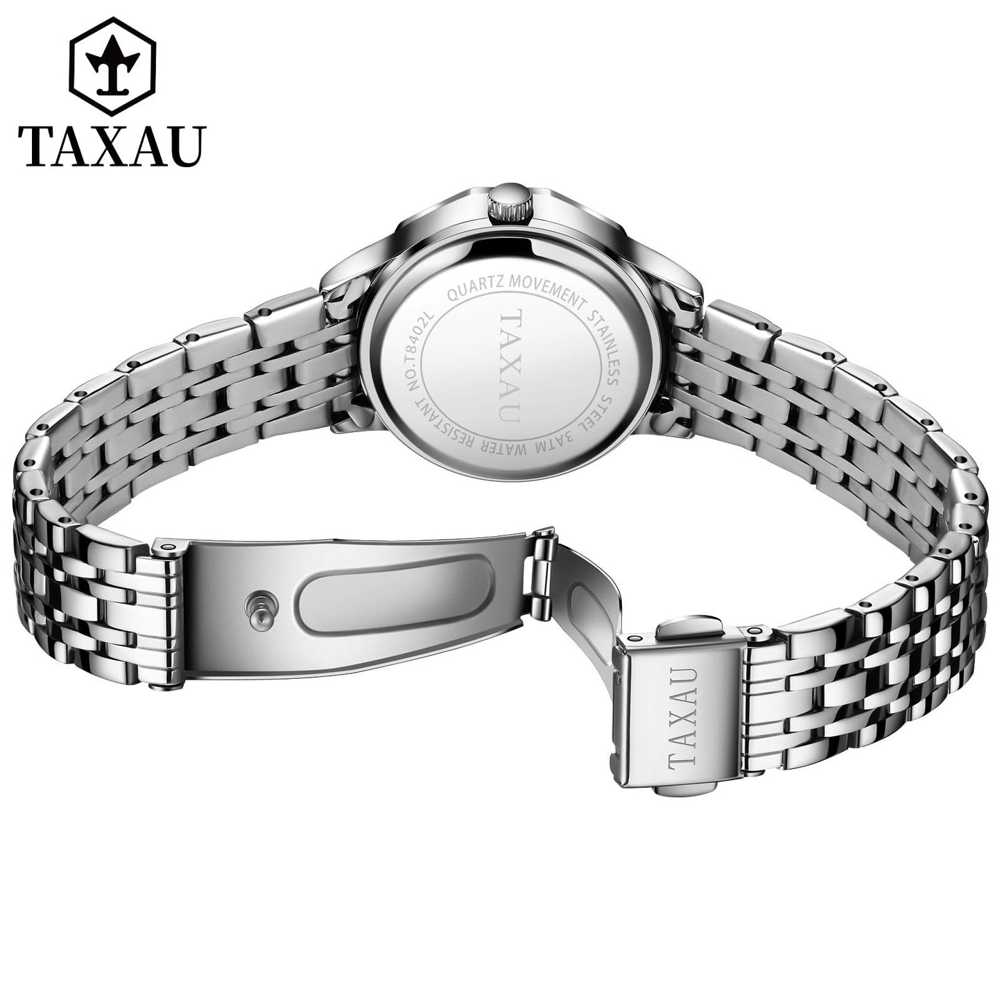 Taxau Uhr Frauen Luxus Edelstahl Uhren Frauen Kleid für Frauen wasserdichte Analog Quarz Damenuhren Klassische Reloj para Mujer