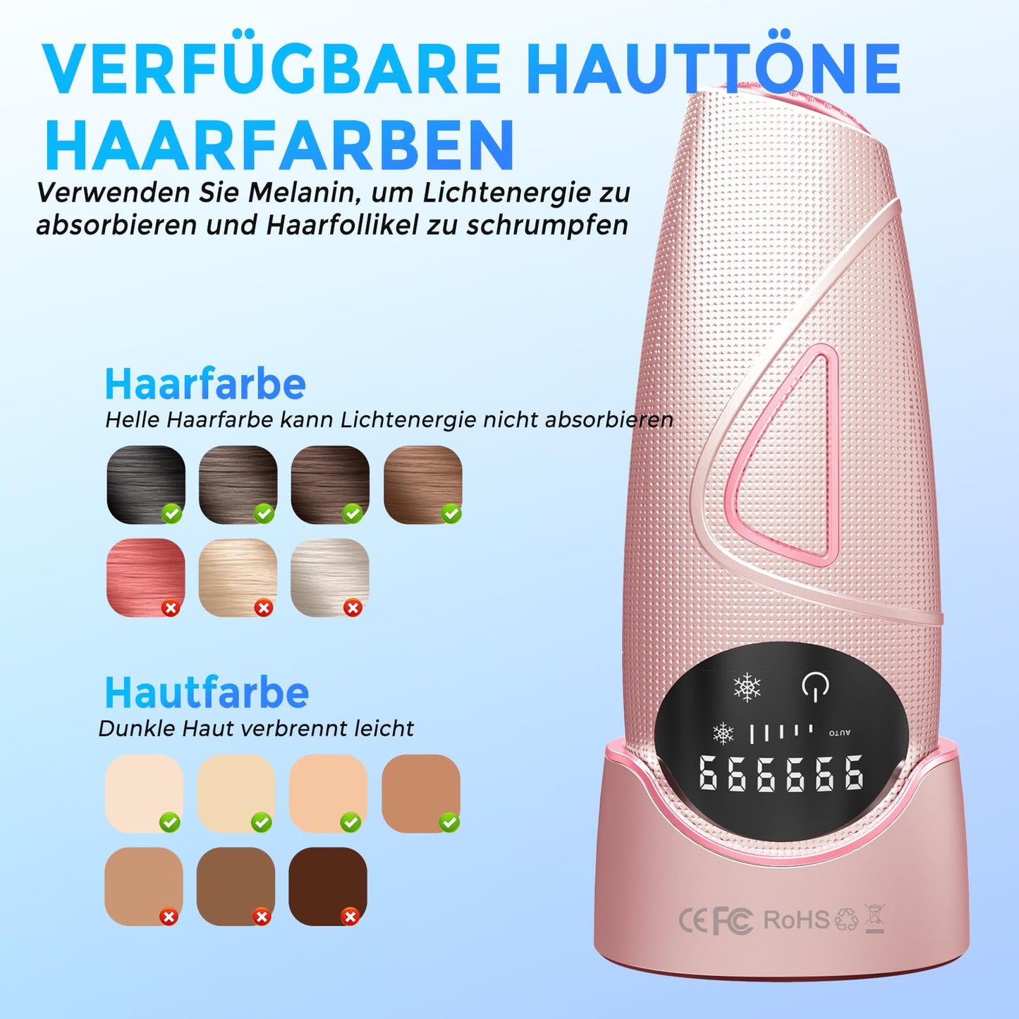 Atopskins IPL Haarentfernungsgerät, Schmerzlose Laser-Haarentfernung, 5 Intensitäten IPL Geräte Haarentfernung Und IPL Laser 2 in 1, Kann am Ganzen Körper Angewendet Werden, Inklusive IPL-Schutzbrille