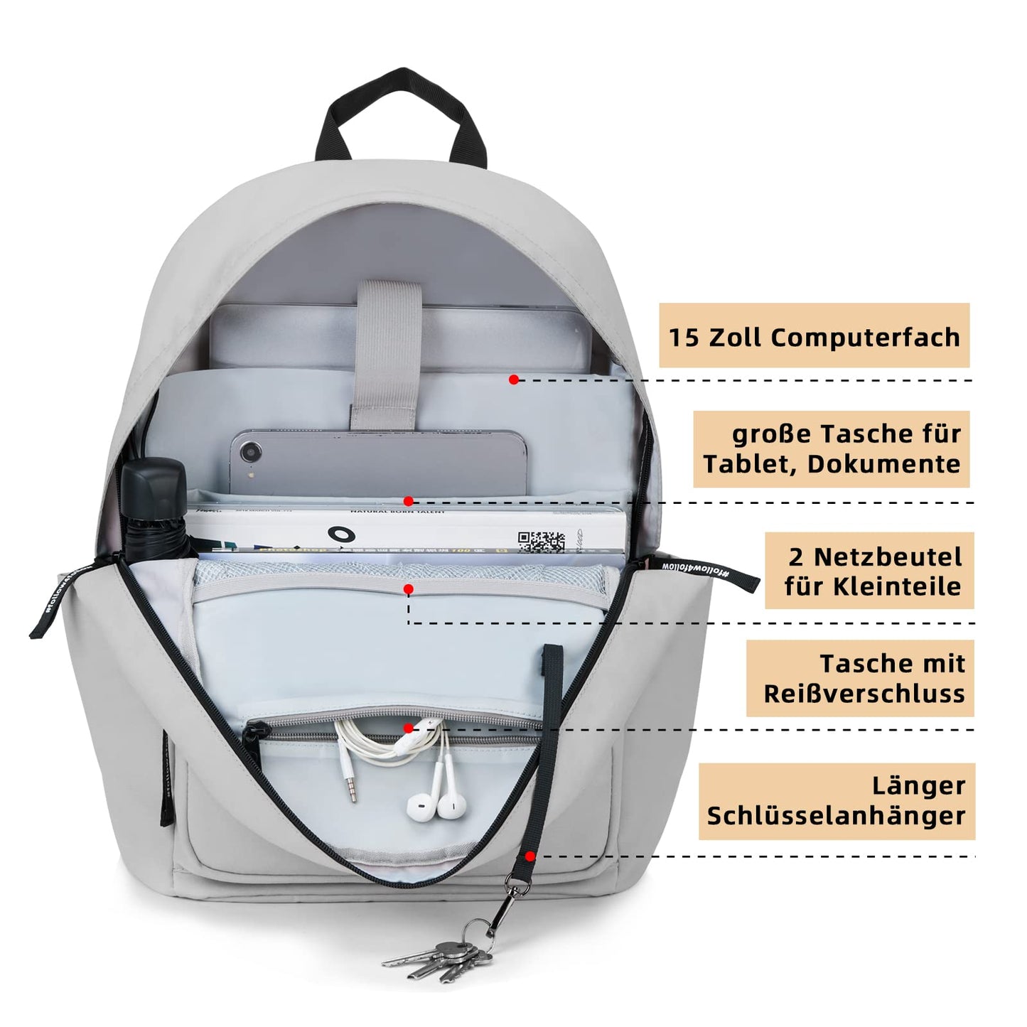 KALIDI Unisex Backpack with Laptop Compartment