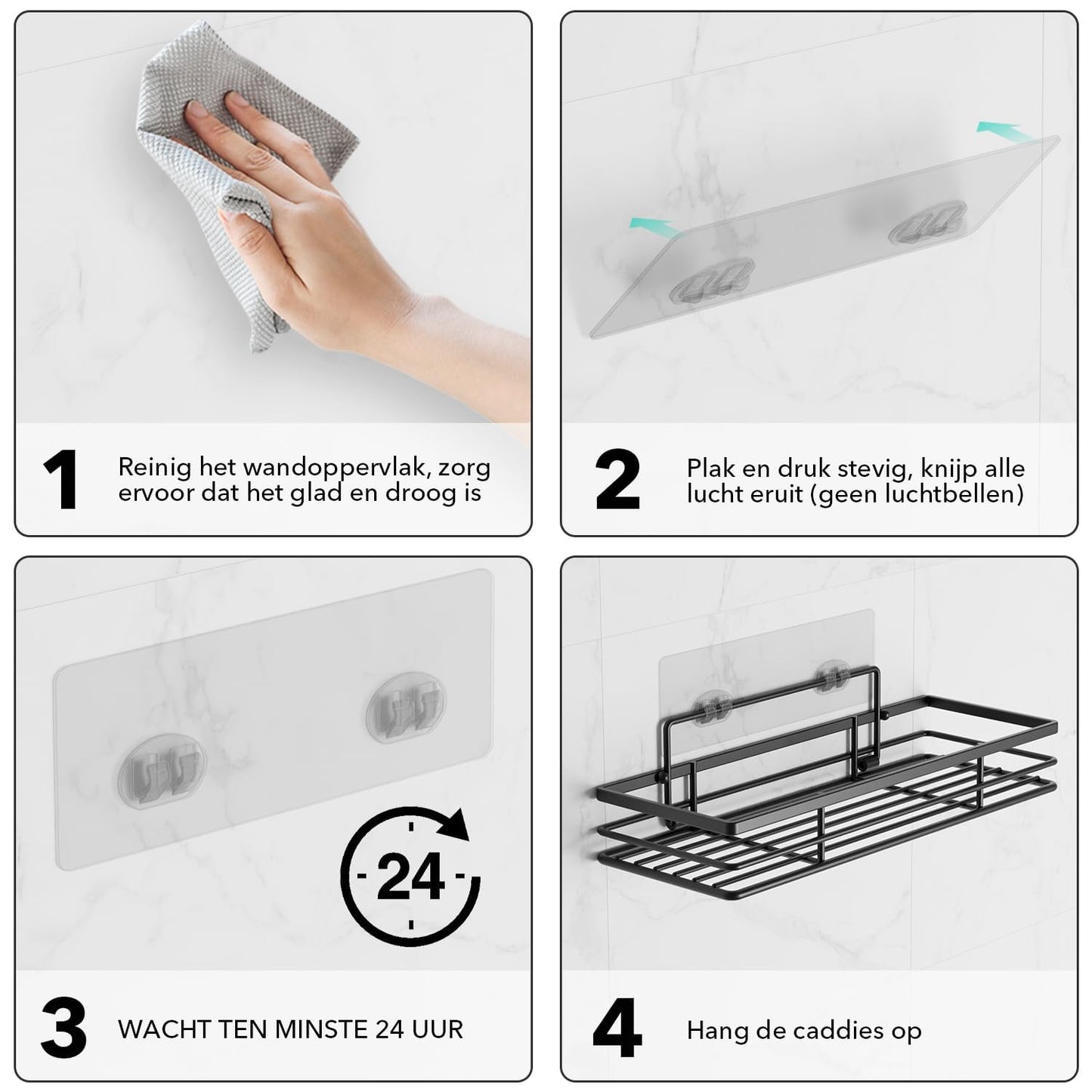 saffruff Duschablage Ohne Bohren 2 Stück Duschregal Duschkorb Badezimmer Organizer, Regal Badregal Shampoo Halterung für Dusche Küche Bathroom, mit 2 Klebeflächen,Edelstahl Schwarz