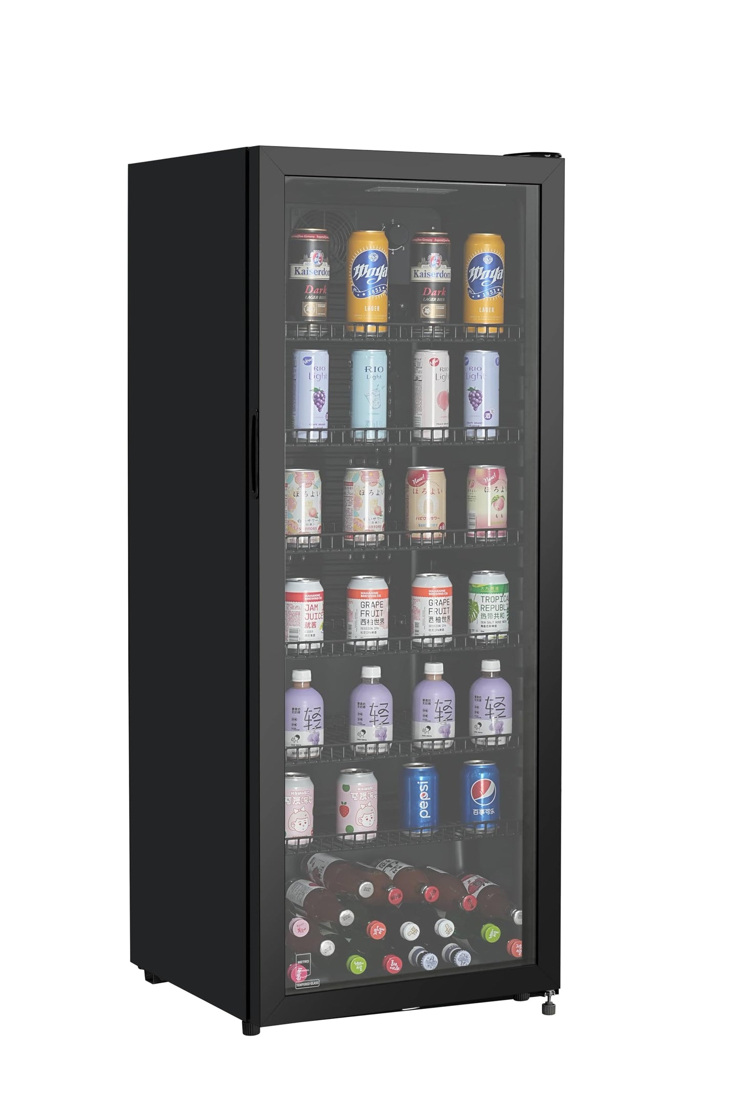 METRO Professional drinks fridge GSC4280, metal/glass, 280 L, ventilated cooling, 210 W, with lock, white (White)