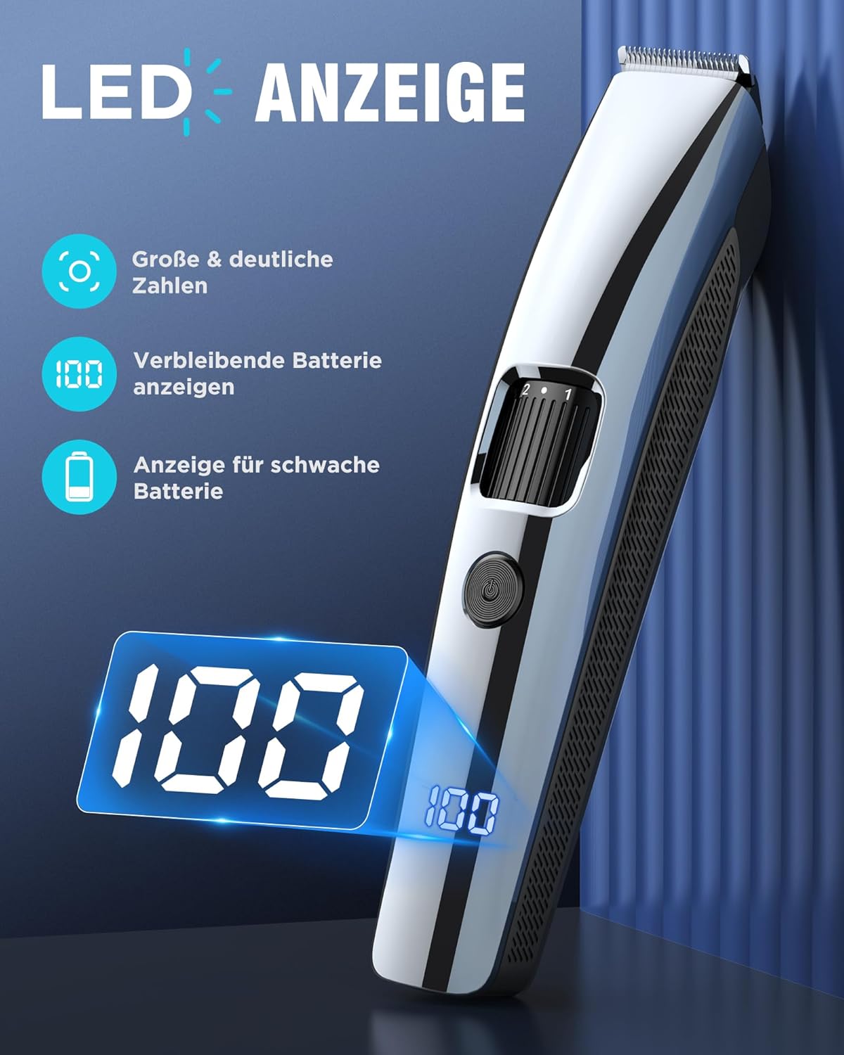 Barttrimmer Herren,Rasierer Herren Elektrisch mit Batterieanzeige, Bartschneider Trimmer Haarschneider mit ZoomRad(1-10mm),Gesichtshaartrimmer Intimrasierer Shaver,Full Body Hair Groomer für Männ,USB