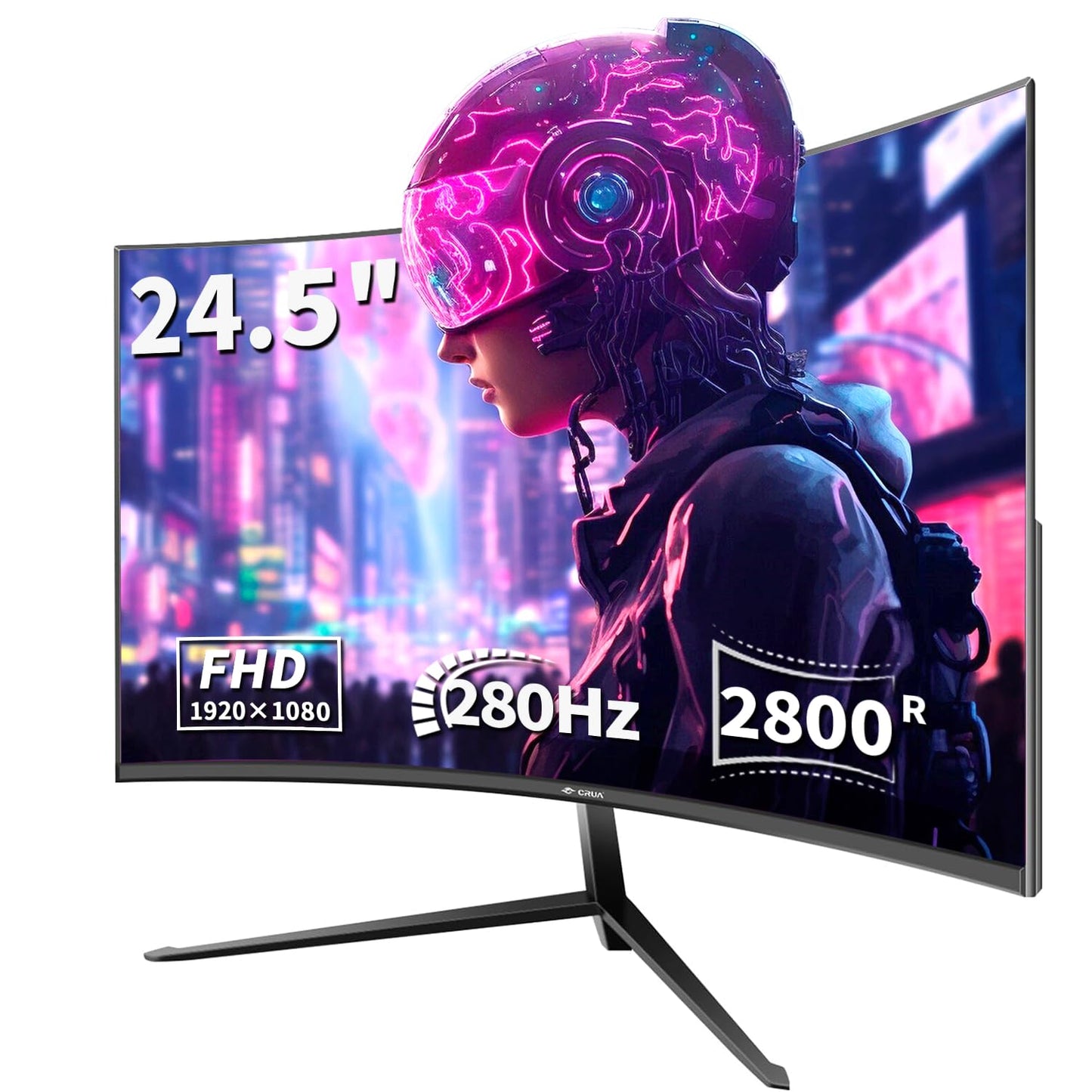 CRUA 27 Inch 200Hz Curved Gaming Monitor, FHD 1080P 1800R PC Monitor, 1ms GTG with FreeSync, Low Motion Blur, Eye Protection, VESA, DisplayPort, HDMI, Black