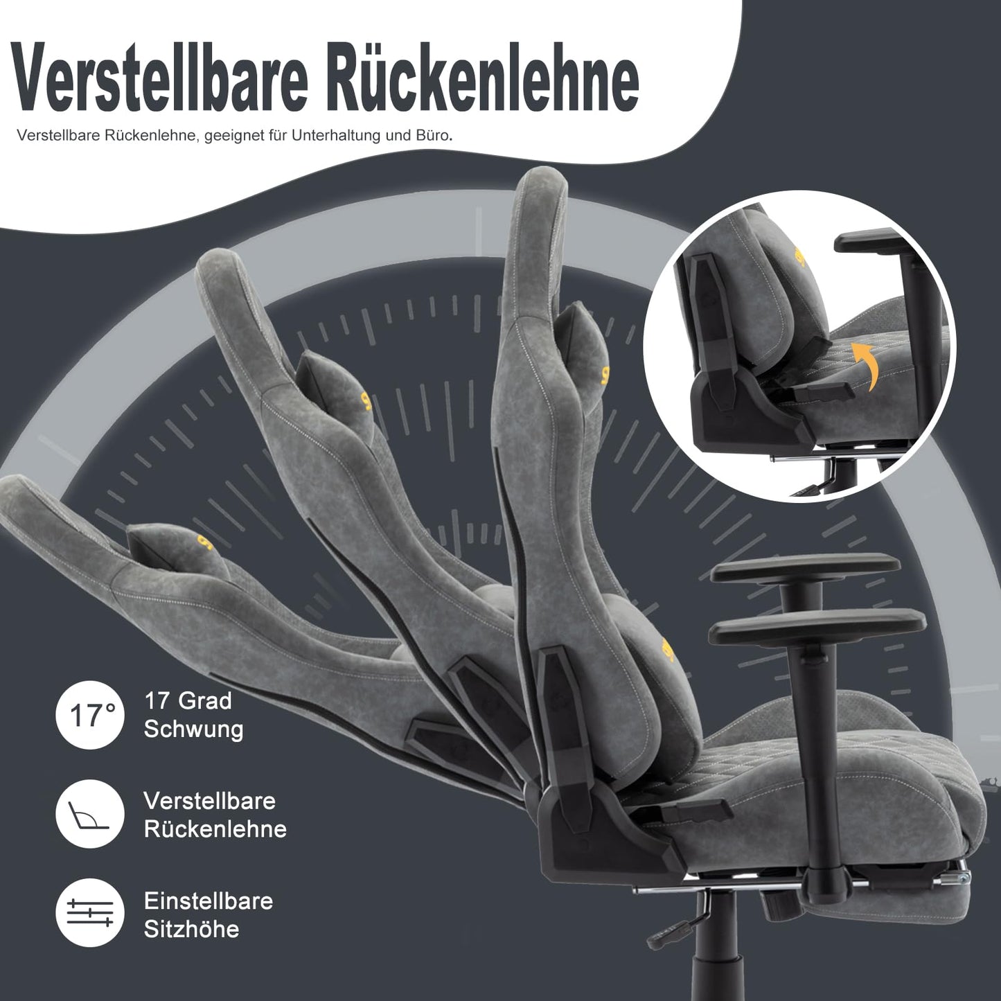 symino Gaming Stuhl, Ergonomischer Bürostuhl, Rennstuhl-Design PC Stuhl, Vintage-PU-Leder, Verstellbarer Drehbarer Task Stühle mit Fußstütze (Schwarz)