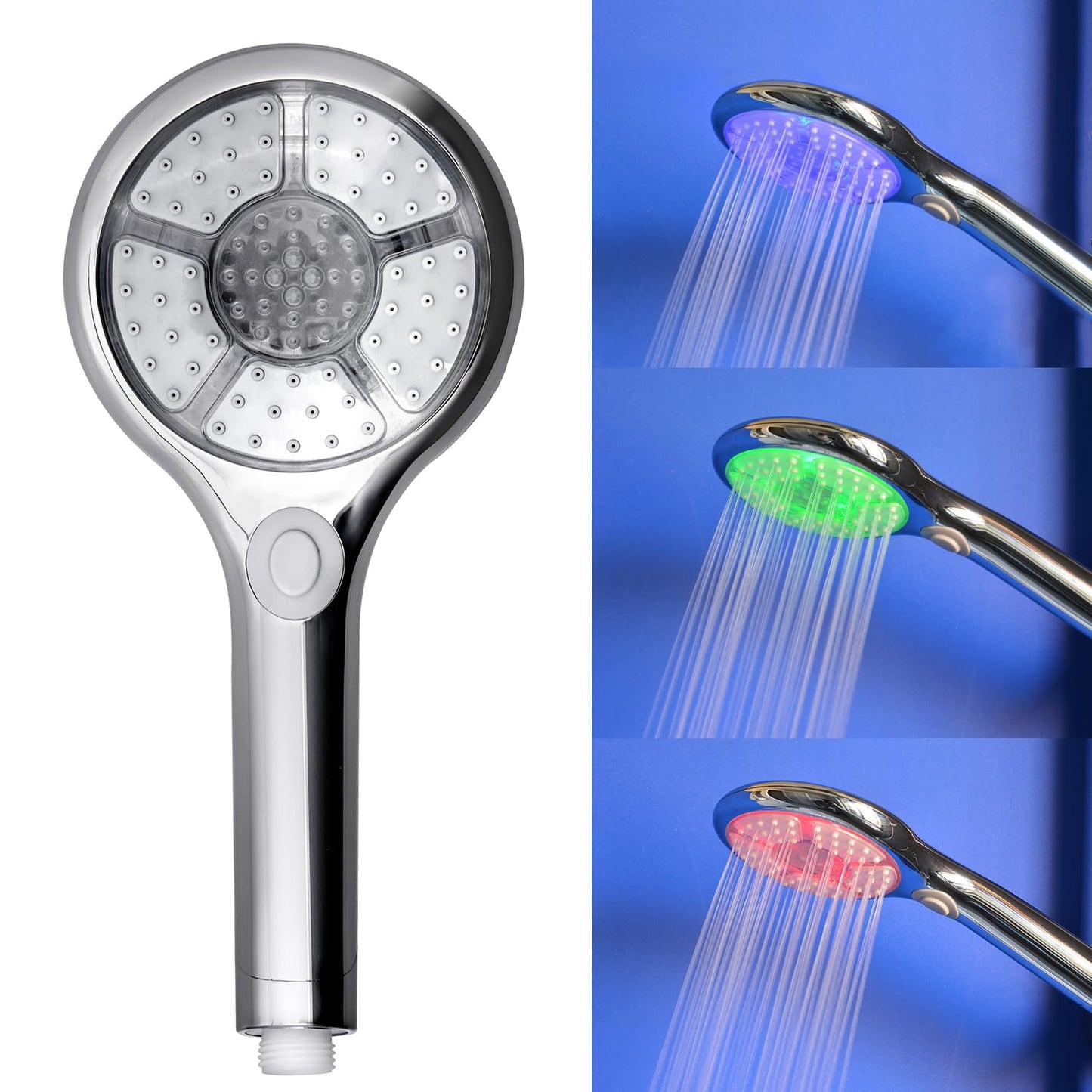 JINYOMFLY Regendusche Duschkopf mit LED, Regendusche mit LED Beleuchtung, Dusche Kopfbrause LED, 7 Farben Wechseln Automatisch, 2 Duschmodi