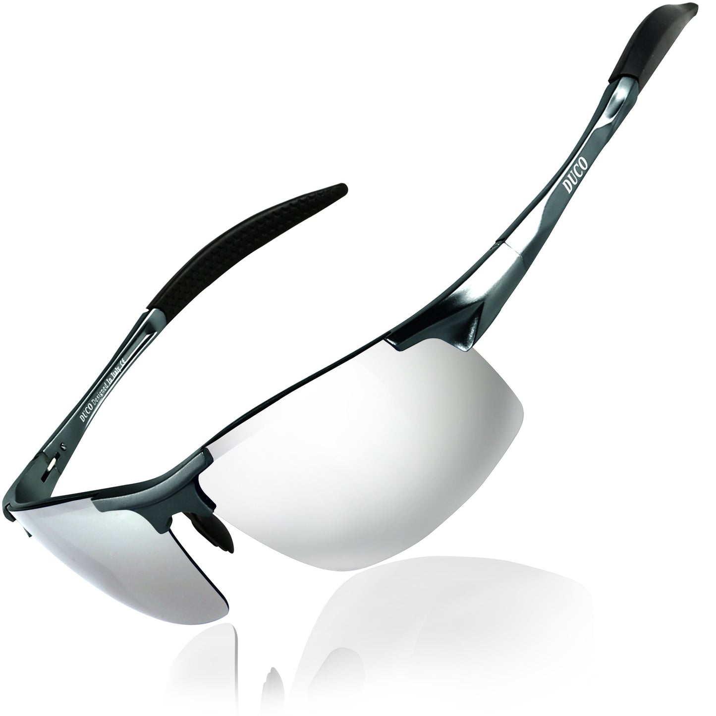 DUCO Herren Sportbrille Polarisierte Sonnenbrille Fahrerbrille Ultraleichte Al-Mg Metallrahmen UV400-Schutz Männer Sonnenbrillen 8177S