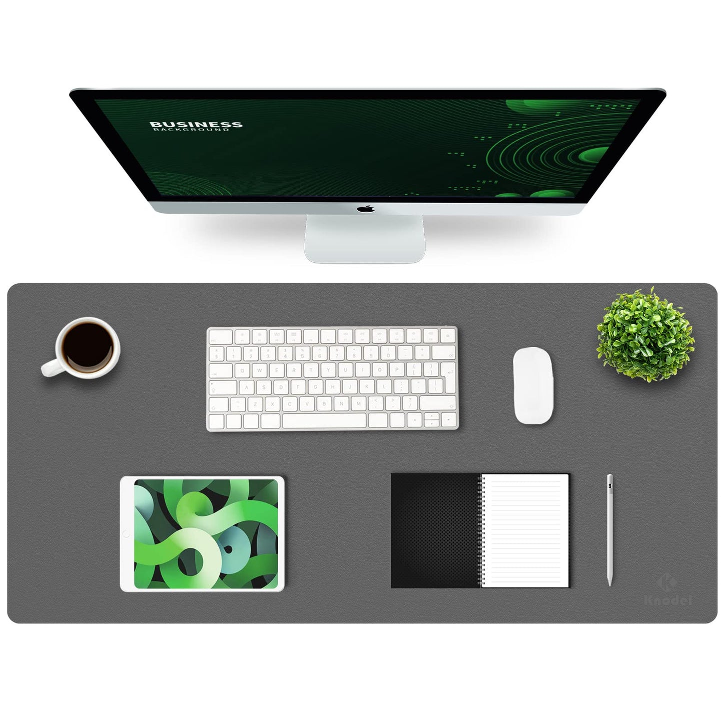 K KNODEL Tischunterlage, Schreibtischunterlage, 80 x 40cm PVC Tischunterlage, Laptop Tischunterlage, wasserdichte Schreibunterlage für Büro- oder Heimbereich, doppelseitig (Schwarz/Schwarz)