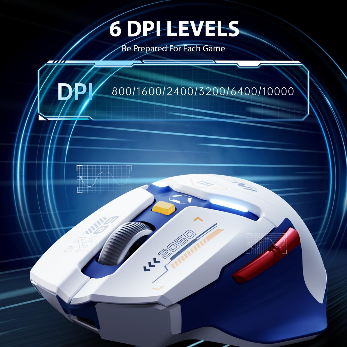 inphic IN9 Gaming Maus kabellos, echte Tri-Mode 2,4G Wireless/Type-C Wired/Bluetooth Maus, 10k DPl, vollständig programmierbar, RGB-Beleuchtung, Hyperspeed wiederaufladbare Funkmaus für Laptop PC