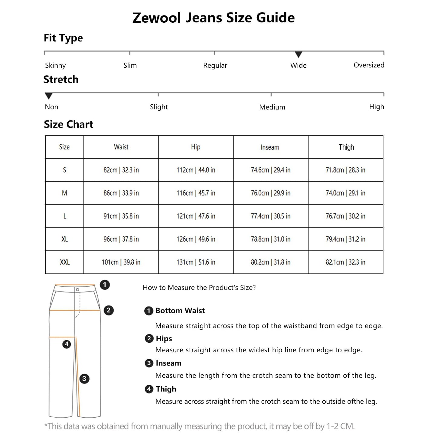 Zewool Men’s Casual Wide-Leg Denim Cargo Pants – Medium Weight Baggy Jeans