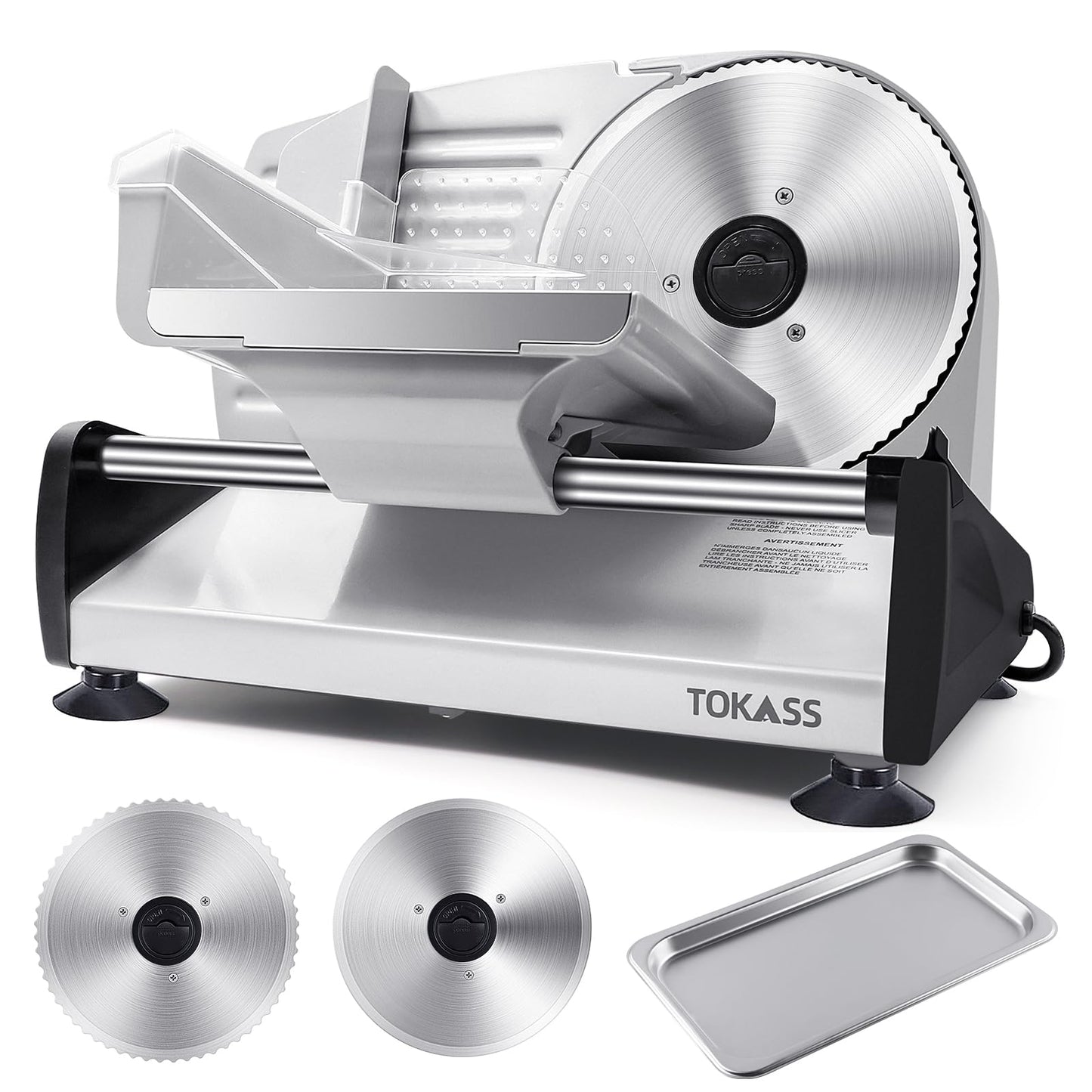 200 Watt Electric Slicer Stainless Steel - Adjustable Food Processor 0 to 15mm - 2 Blades - Sausage Slicer - Bread Slicer, Ham Slicer, Electric Knife Meat & Cheese