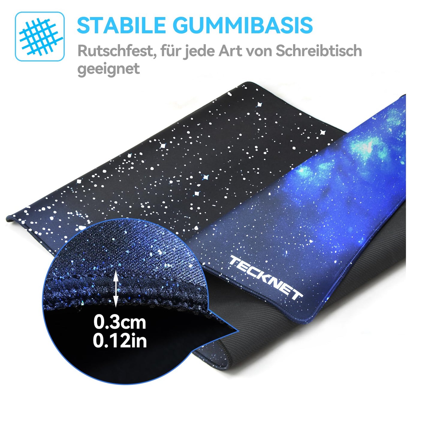 TECKNET Mauspad XXL Speed Gaming, 900x400 mm Schreibtischunterlage Schwarz, Gamer Mouse Pad, Wasserdicht mousepad, Spezielle Oberfläche Verbessert Präzision und Geschwindigkeit, rutschfeste Gummibasis