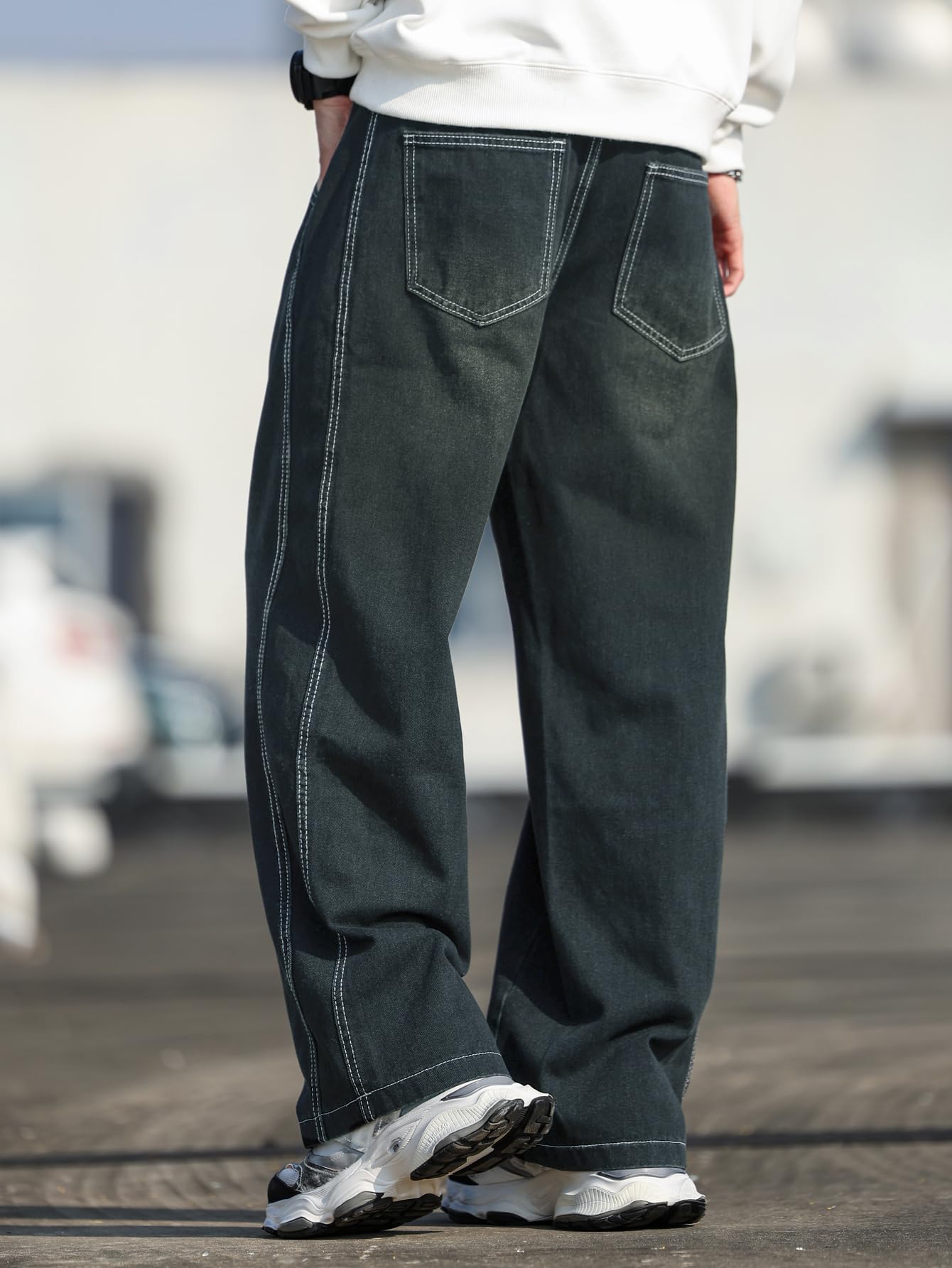Zewool Men’s Irregular Seam Baggy Jeans