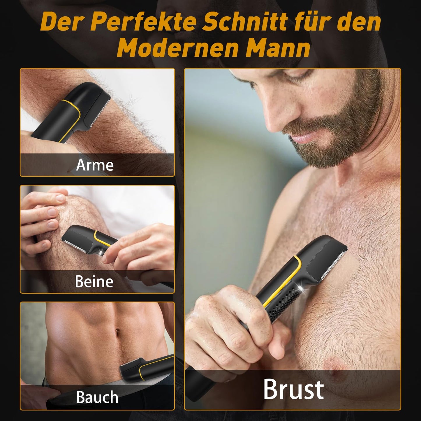 Intimrasierer Mann, RAOYAN 2 in 1 Rasierer Herren Elektrisch mit Stehender Ladestation, IPX7 Wasserdicht, Einstellbar Barttrimmer Herren, Intim Rasierer Männer für Bart, Intimbereich