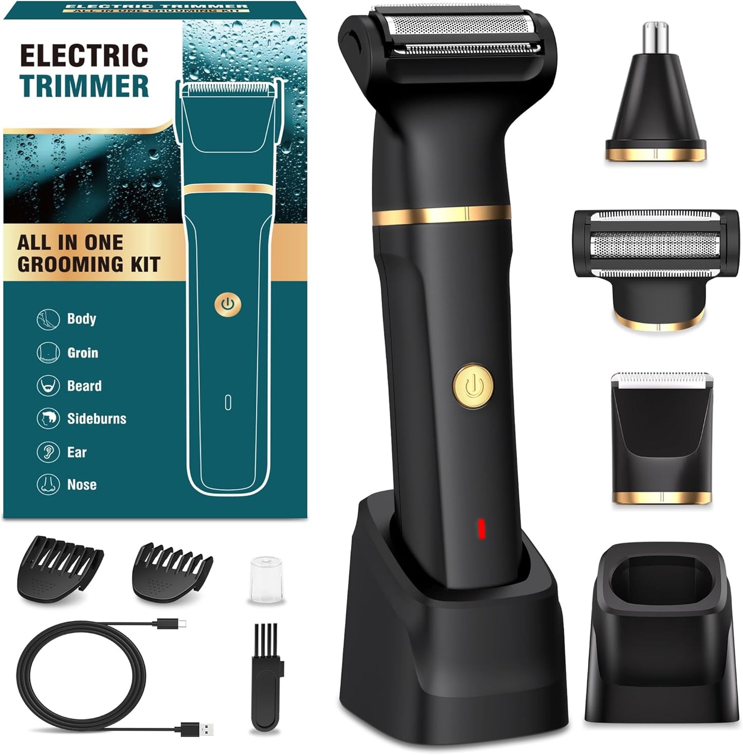 Intimrasierer Mann,3in1 Rasierer Herren Elektrisch/Nasenhaartrimmer, IPX7 Nass-Trockenrasierer 120 Min. Laufzeit,Rasierer Herren Intimbereich für Achselhöhle Beine Brust Leiste Nase,USB-C Ladestation